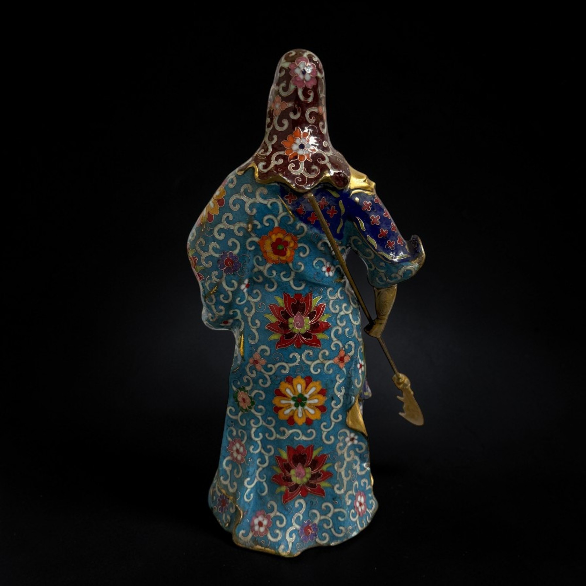 General Guan Yu China Bronze Krieger Figur Cloisonne Skulptur