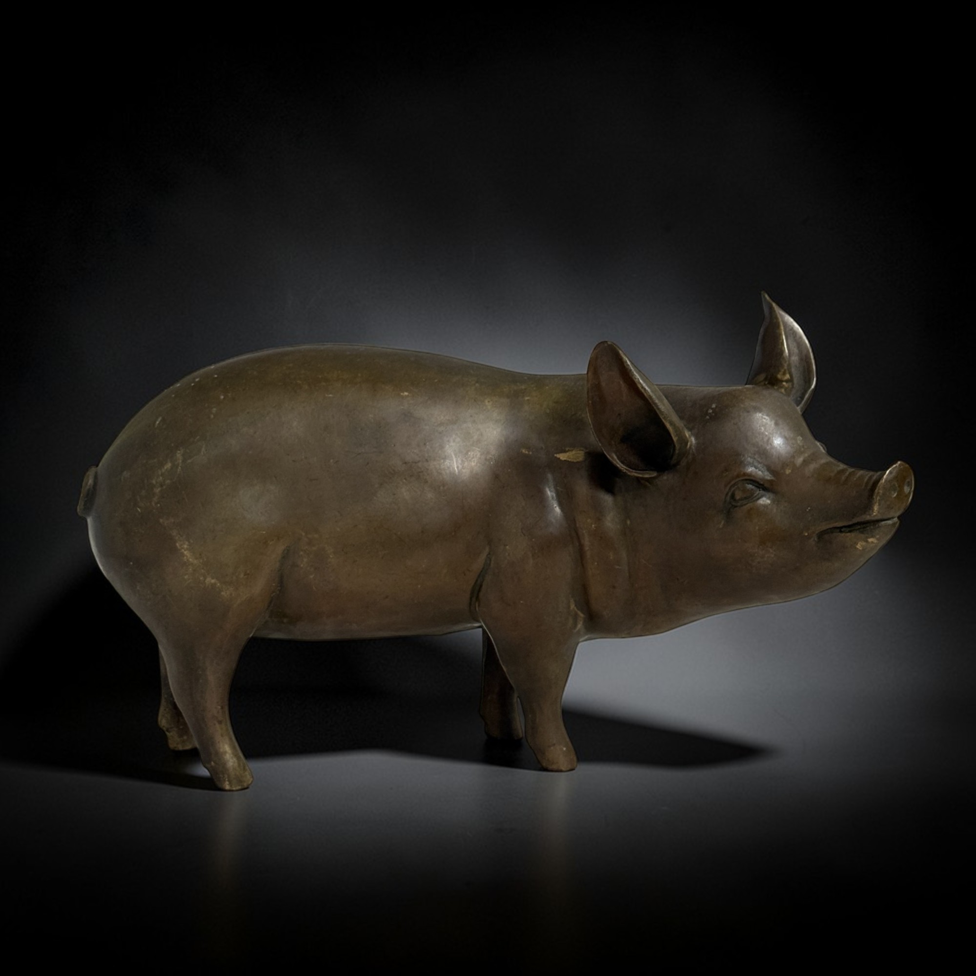 Bronze Skulptur Schwein chinesisches Tierkreiszeichen