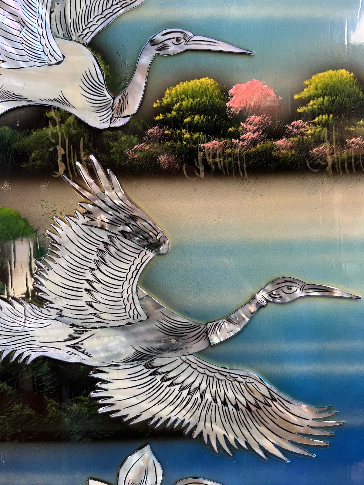 Asiatisches Wandbild Holz Lackbild Perlmutt Wanddeko Asiatisches Wandbild Holz Lackbild Perlmutt Wanddeko