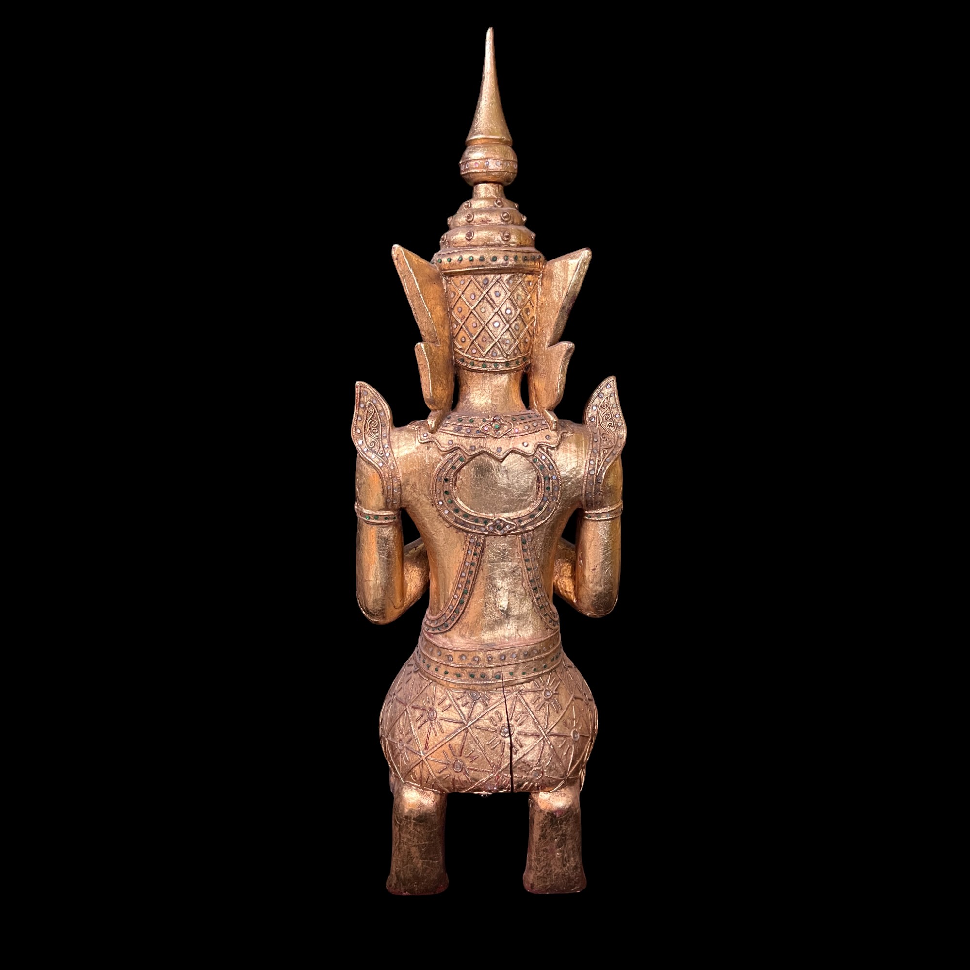 Thailändischer Tempelwächter Teppanom Holz Skulptur 94 cm