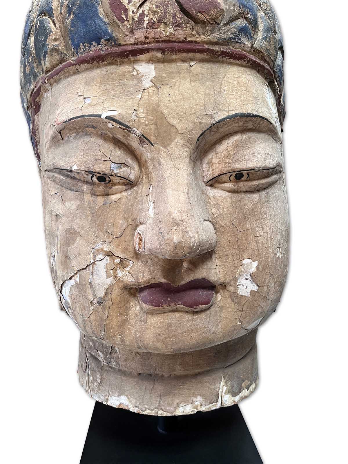 Buddha Kopf Holz Skulptur China - 120cm