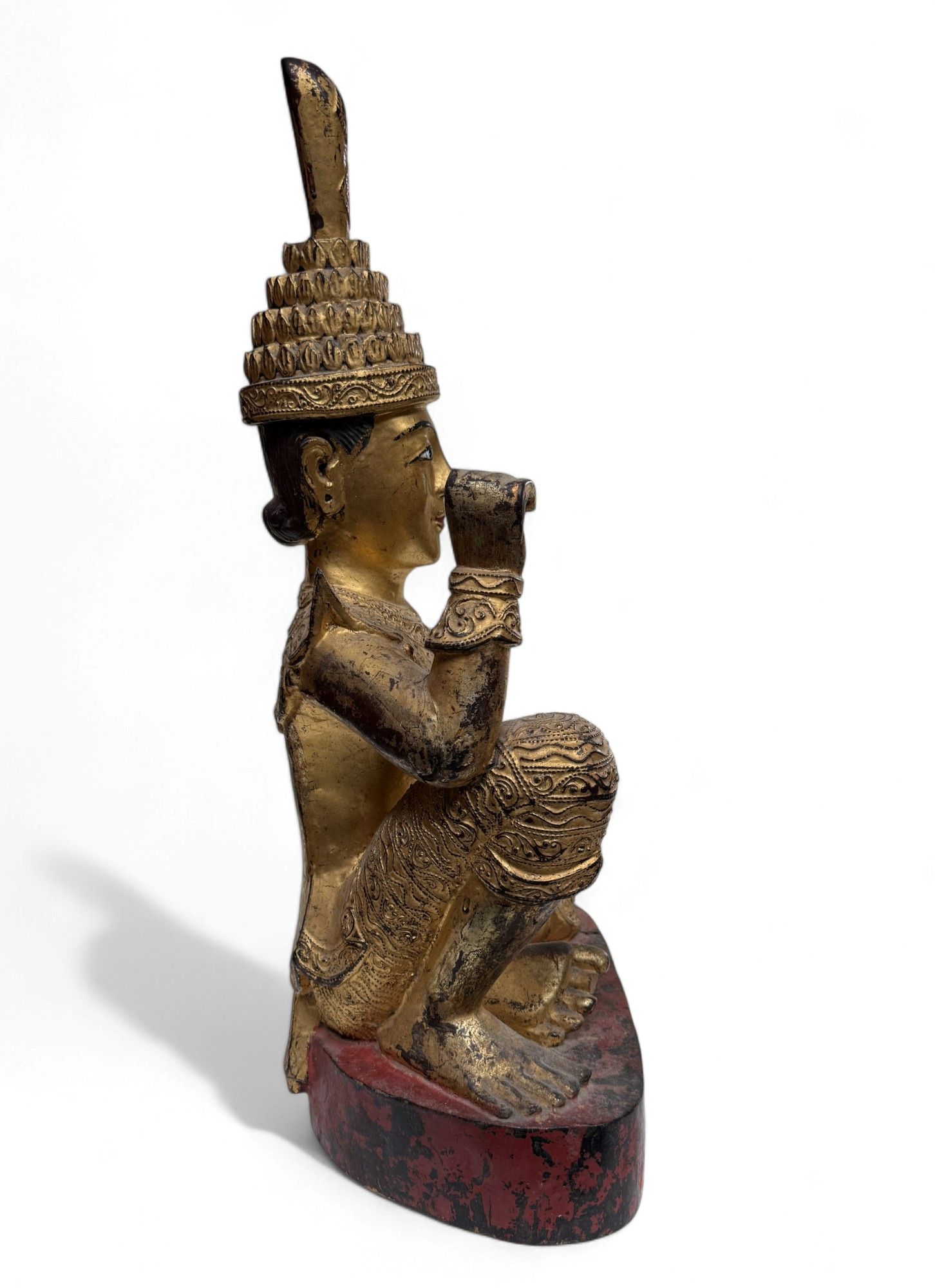 Alte Nat Skulptur aus Birma mit Teilvergoldung - 58 cm groß