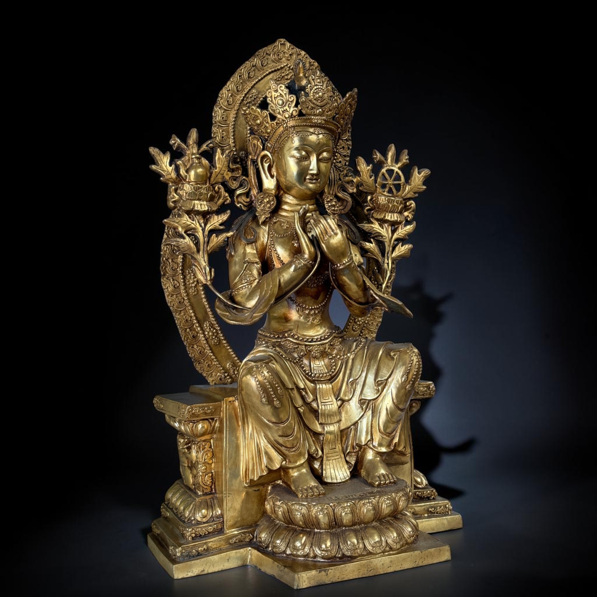 Buddha der Zukunft Maitreya Figur aus Bronze – 65 cm – Tibet-China Grenzregion