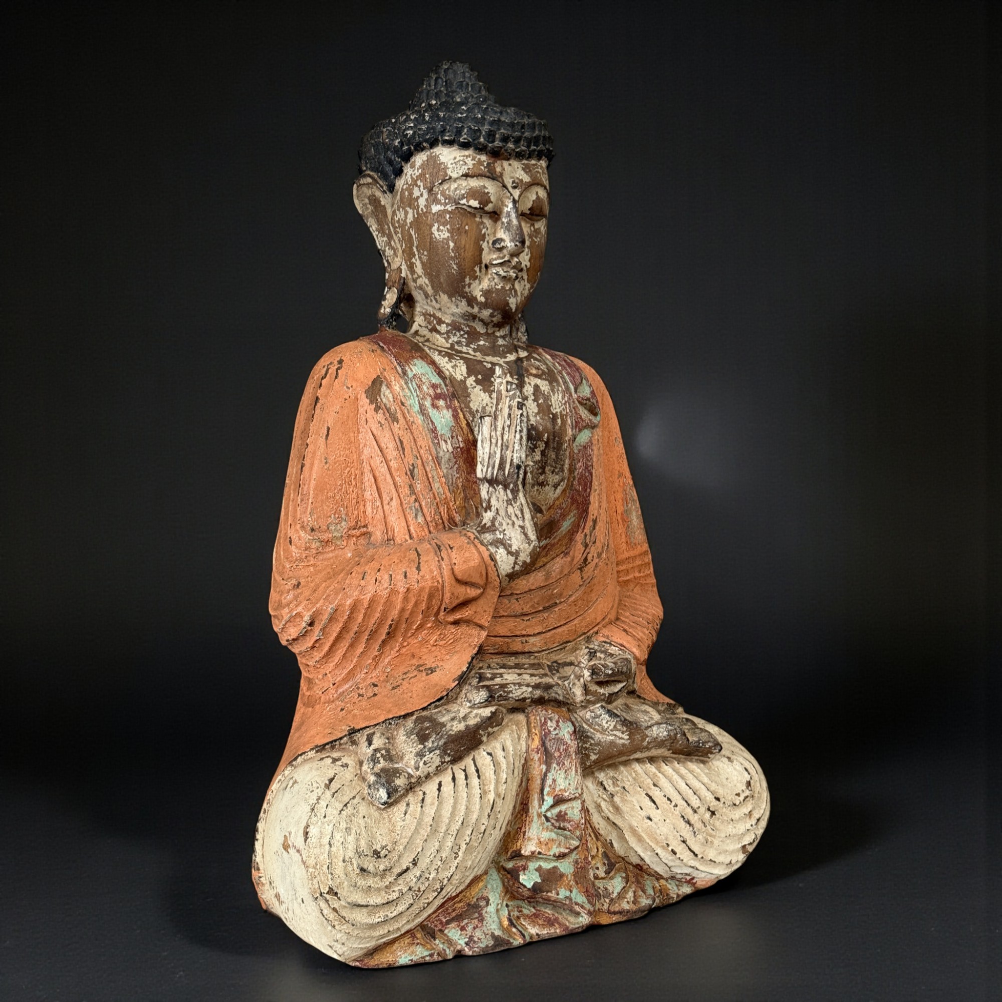 Großer Holz Buddha Skulptur - Vitarka Mudra - 62 cm groß