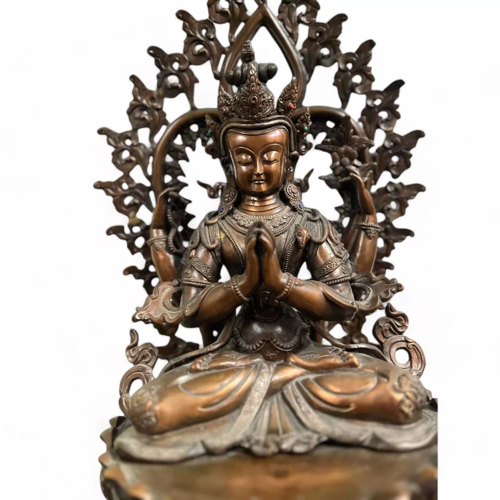 Chenrezig Avalokiteshvara Kupfer-Bronze Skulptur 69 cm groß