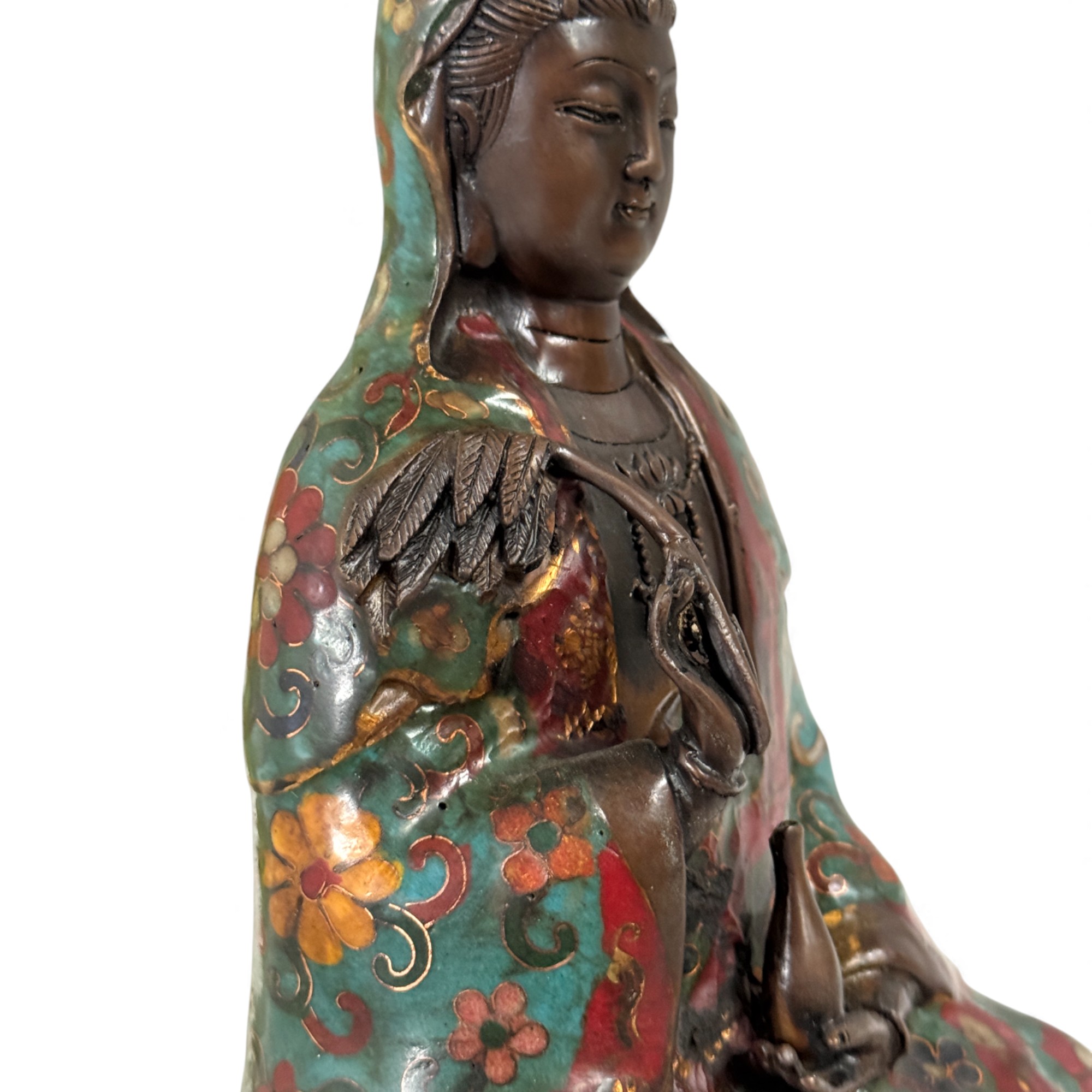 Guanyin Buddha Figur Bronze Cloisonne Skulptur China