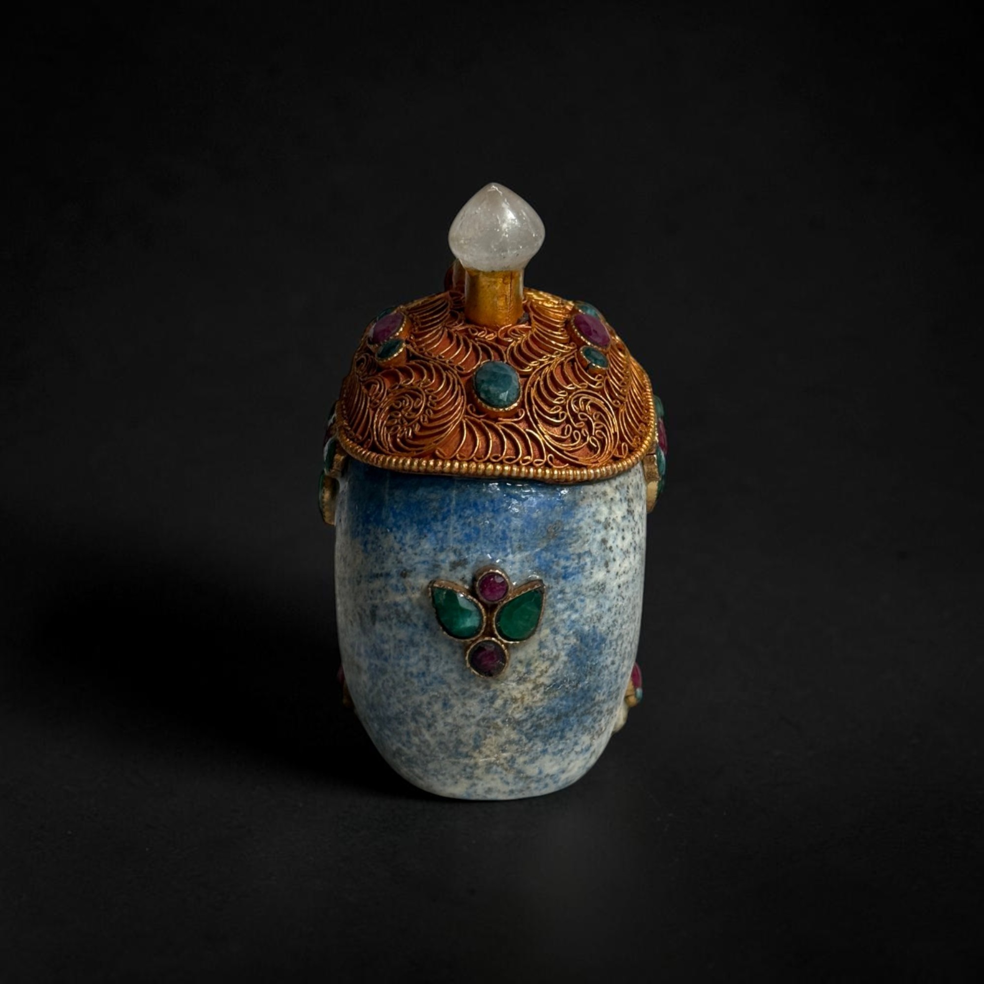 Lapis Lazuli Skull Totenkopf mit Edelsteinen Nepal - 9 cm