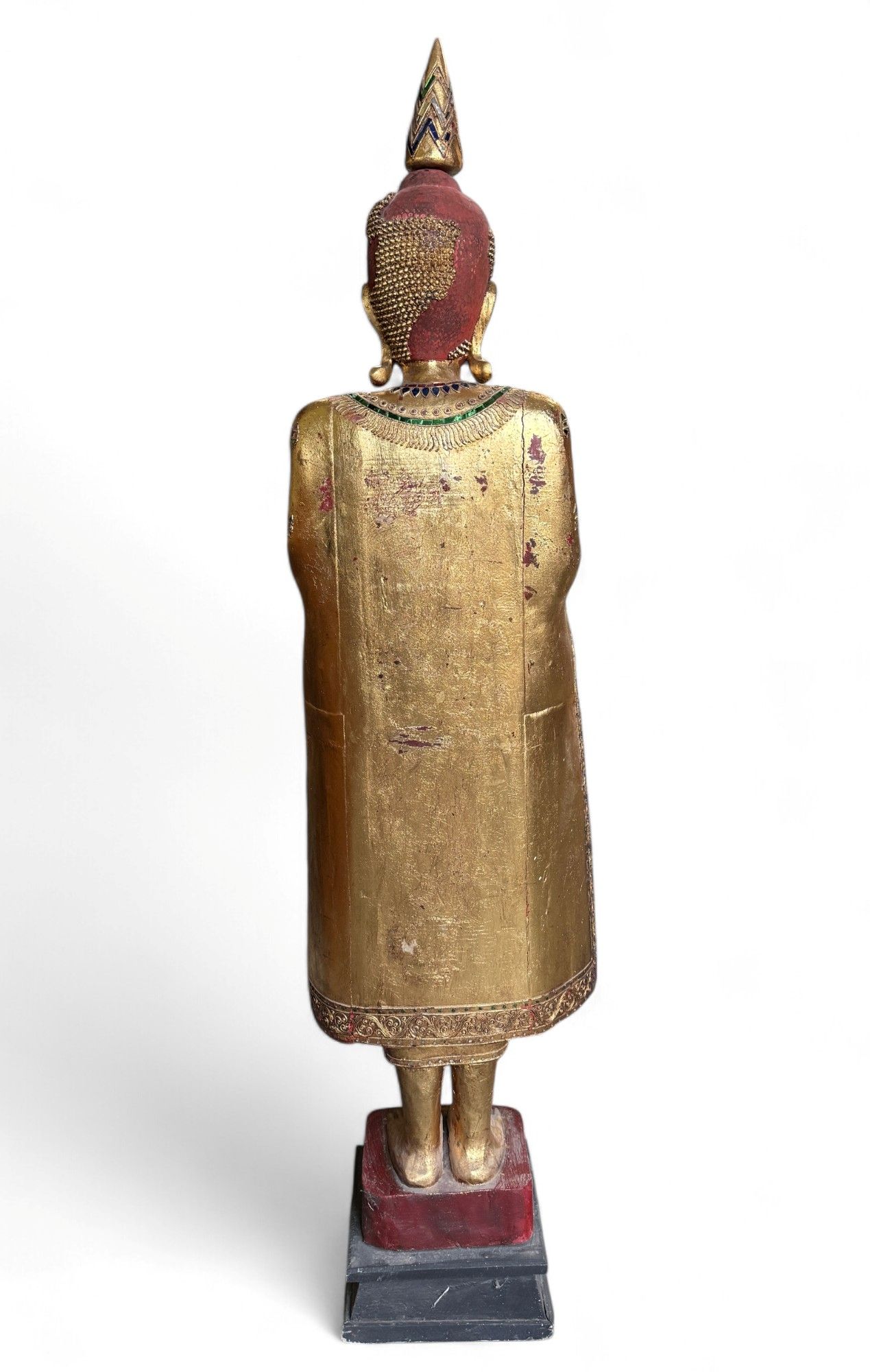 Alte Buddha Statue Thailand Holz Figur blattvergoldet 182 cm