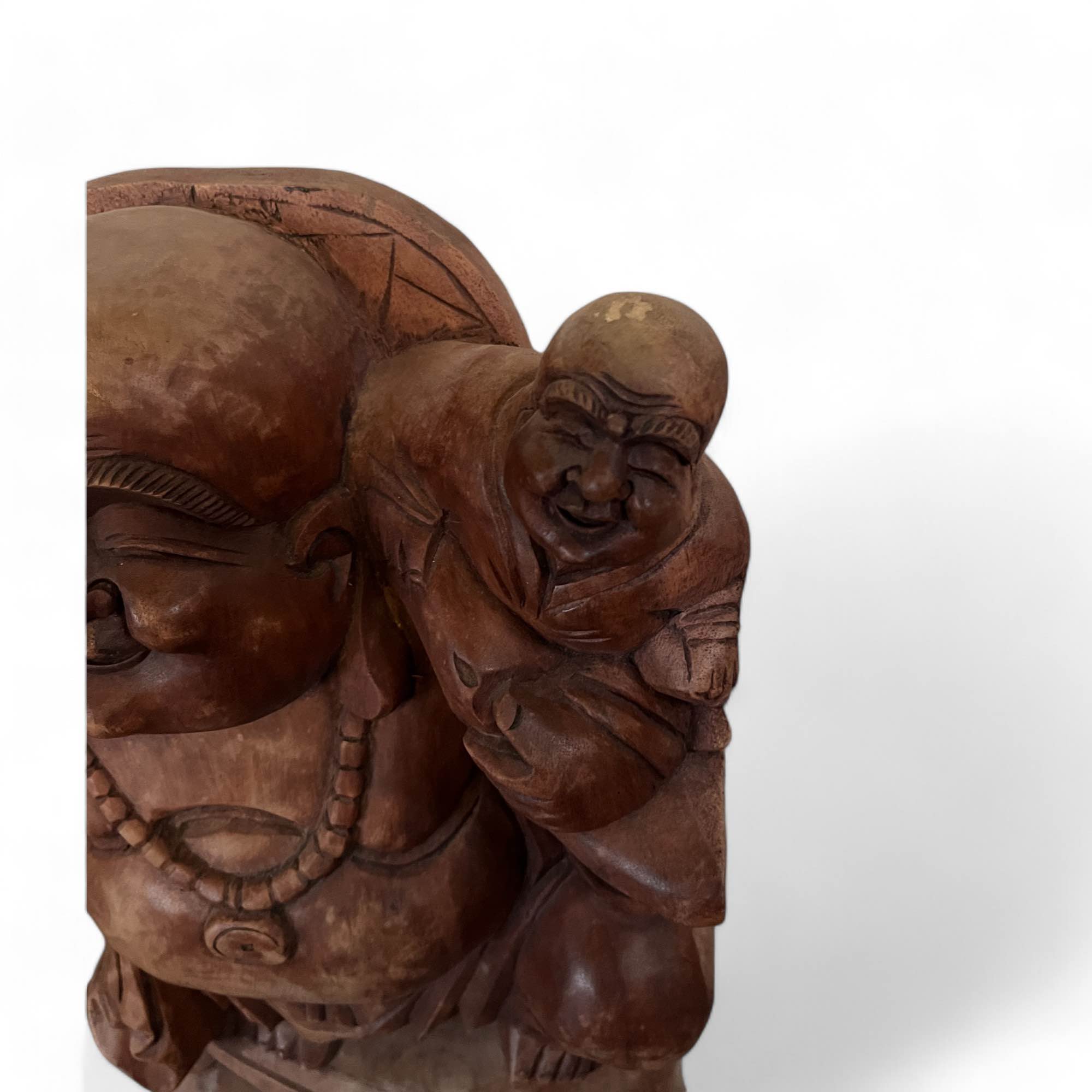 Große Happy Buddha Figur aus Holz (51cm) Reichtumsbuddha