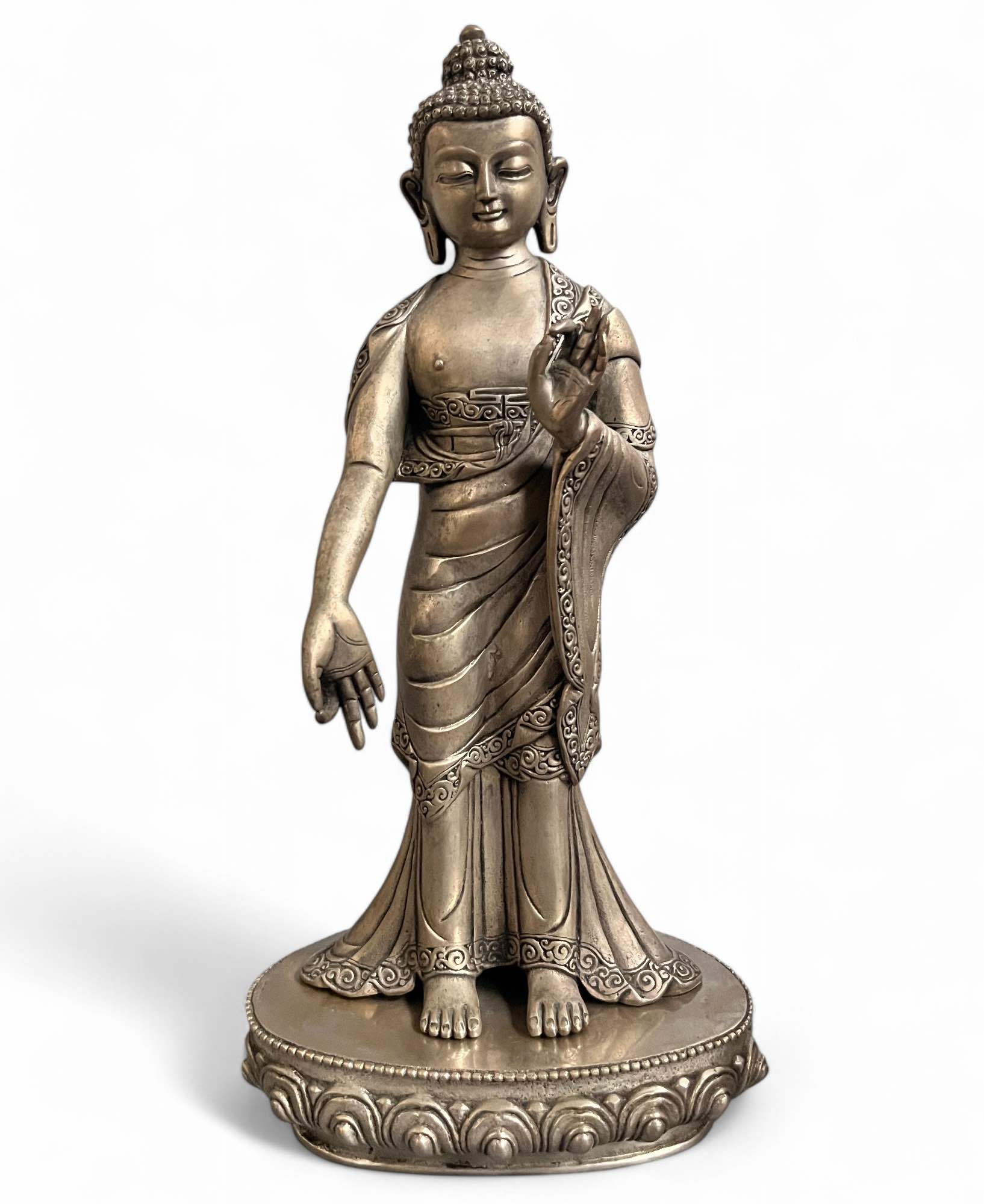 Buddha Bronze Figur mit lehrender Geste 29,5cm
