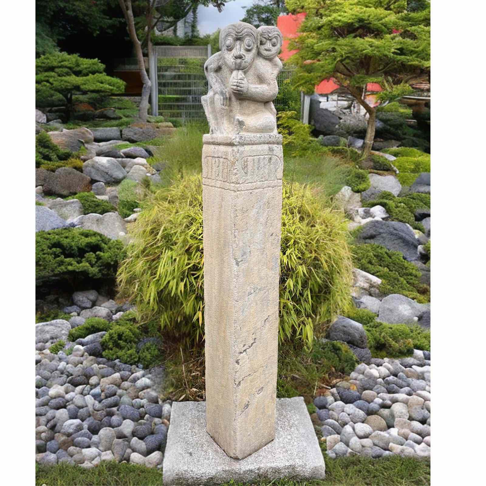 Gartenstele Stein Affe chinesisches Horoskop - 150cm groß