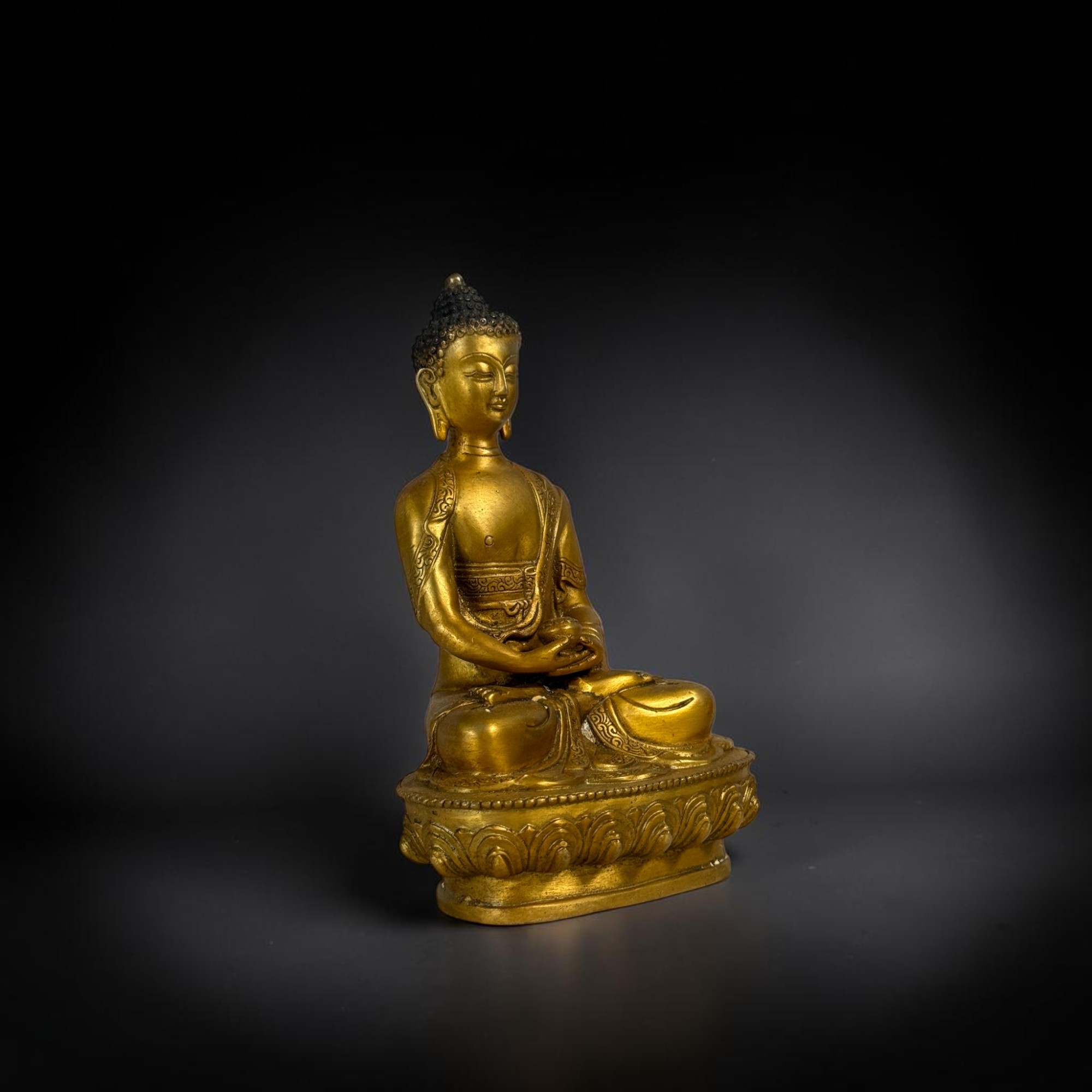 Buddha Figur Amitabha Bronze Skulptur in Meditation Asien Kunst 20cm