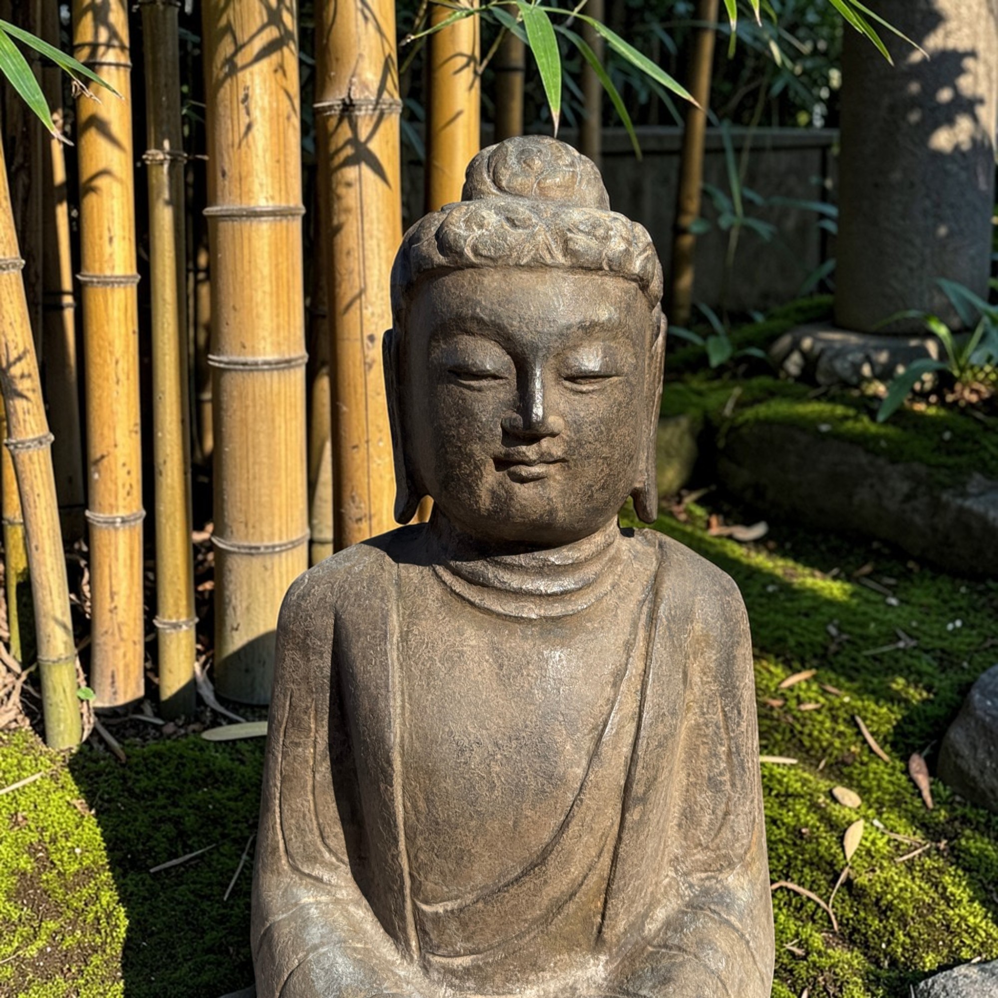 Garten Buddha Figur Stein Skulptur Tibet - China, 57 cm groß