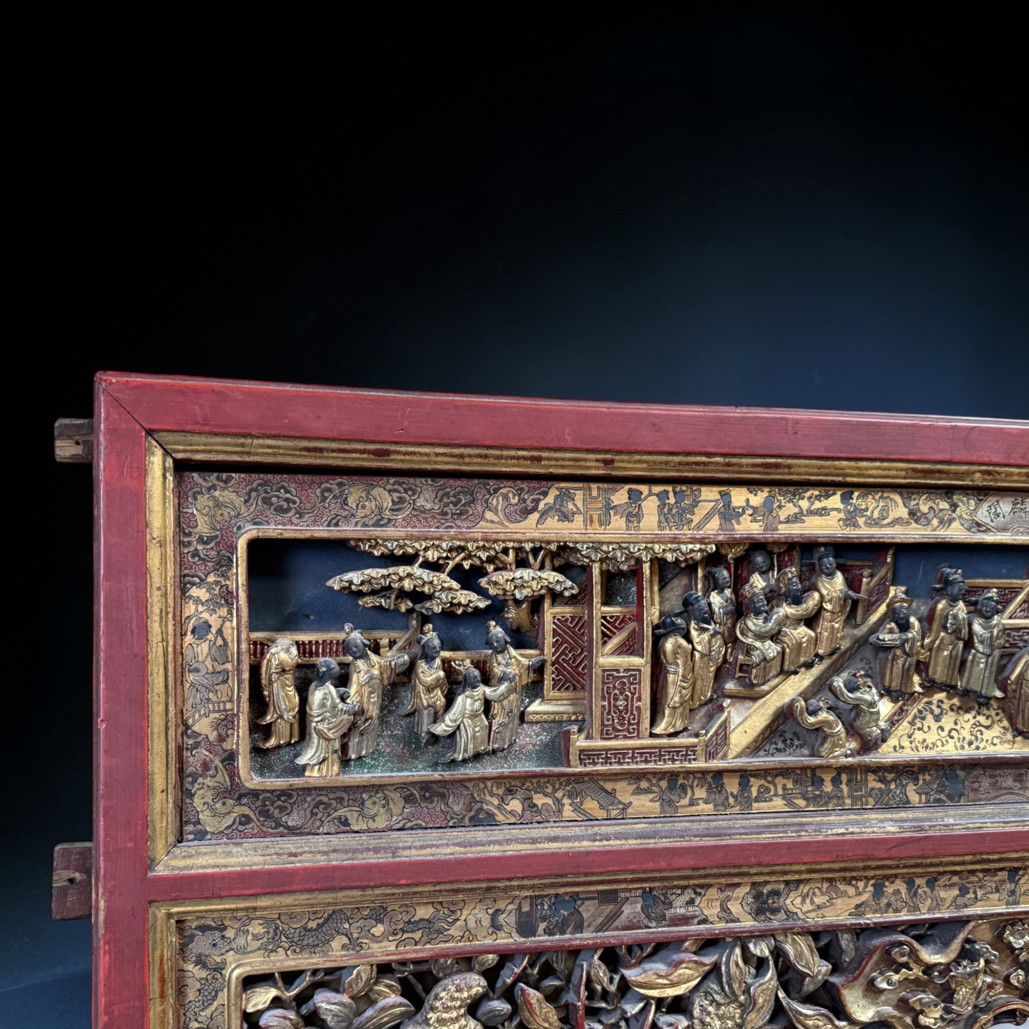 Monumentales Holz Relief - chinesische Schnitzerei aus Nachlass