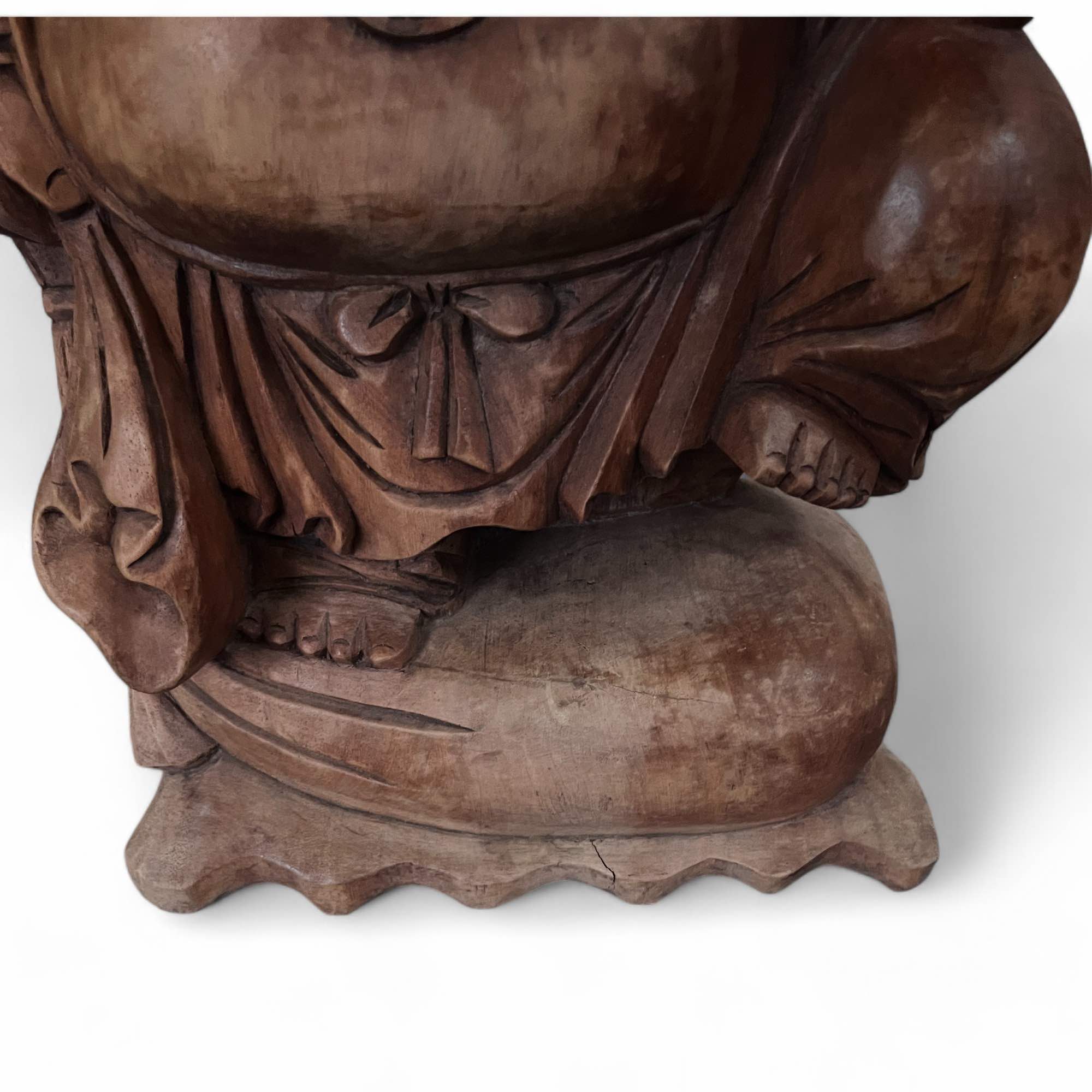 Große Happy Buddha Figur aus Holz (51cm) Reichtumsbuddha