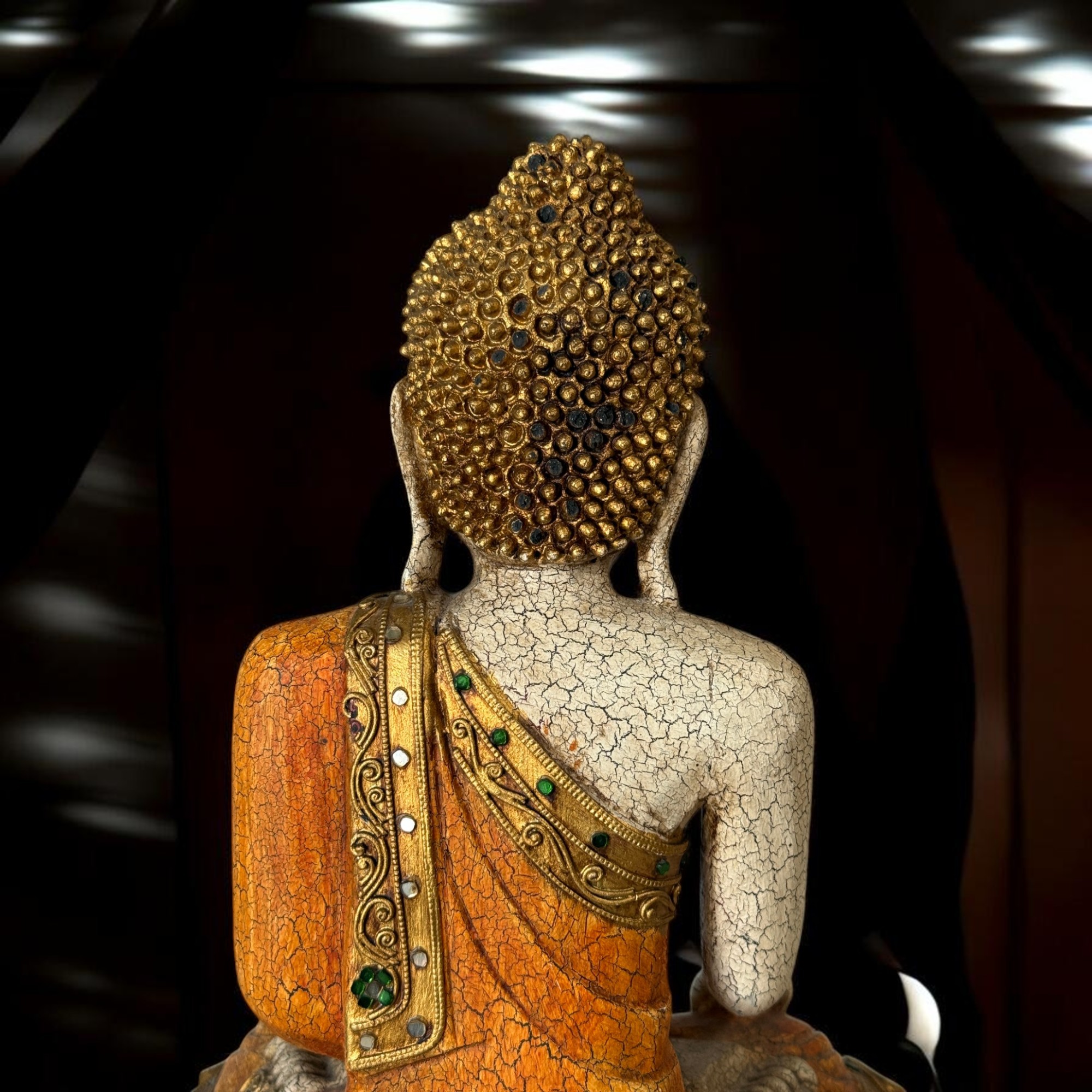 Holz Buddha Figur Thailand Skulptur, Handgeschnitztes Unikat aus den 90er Jahren