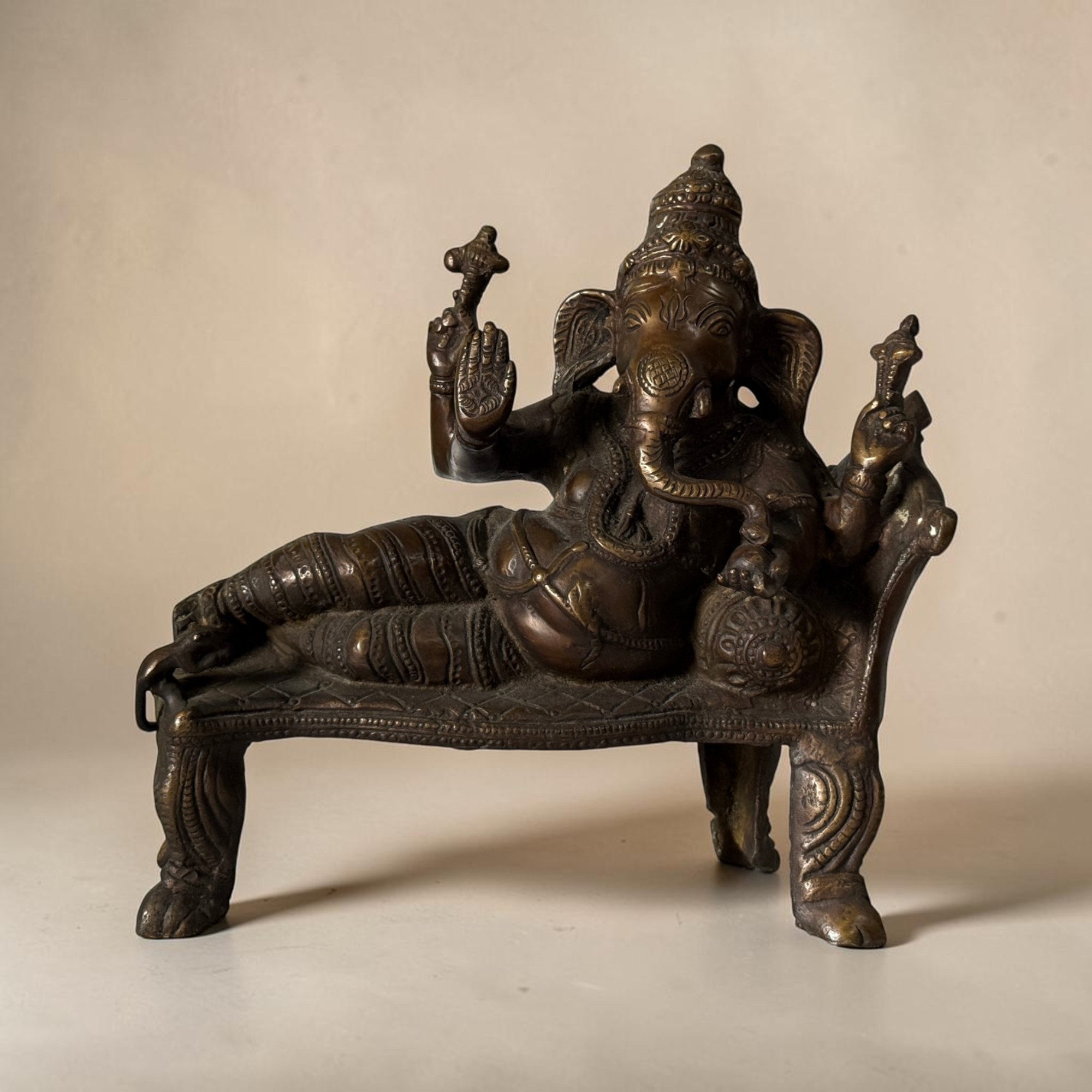 Alte Ganesha Figur Skulptur aus Bronze und Messing Indien 29cm 4,8kg