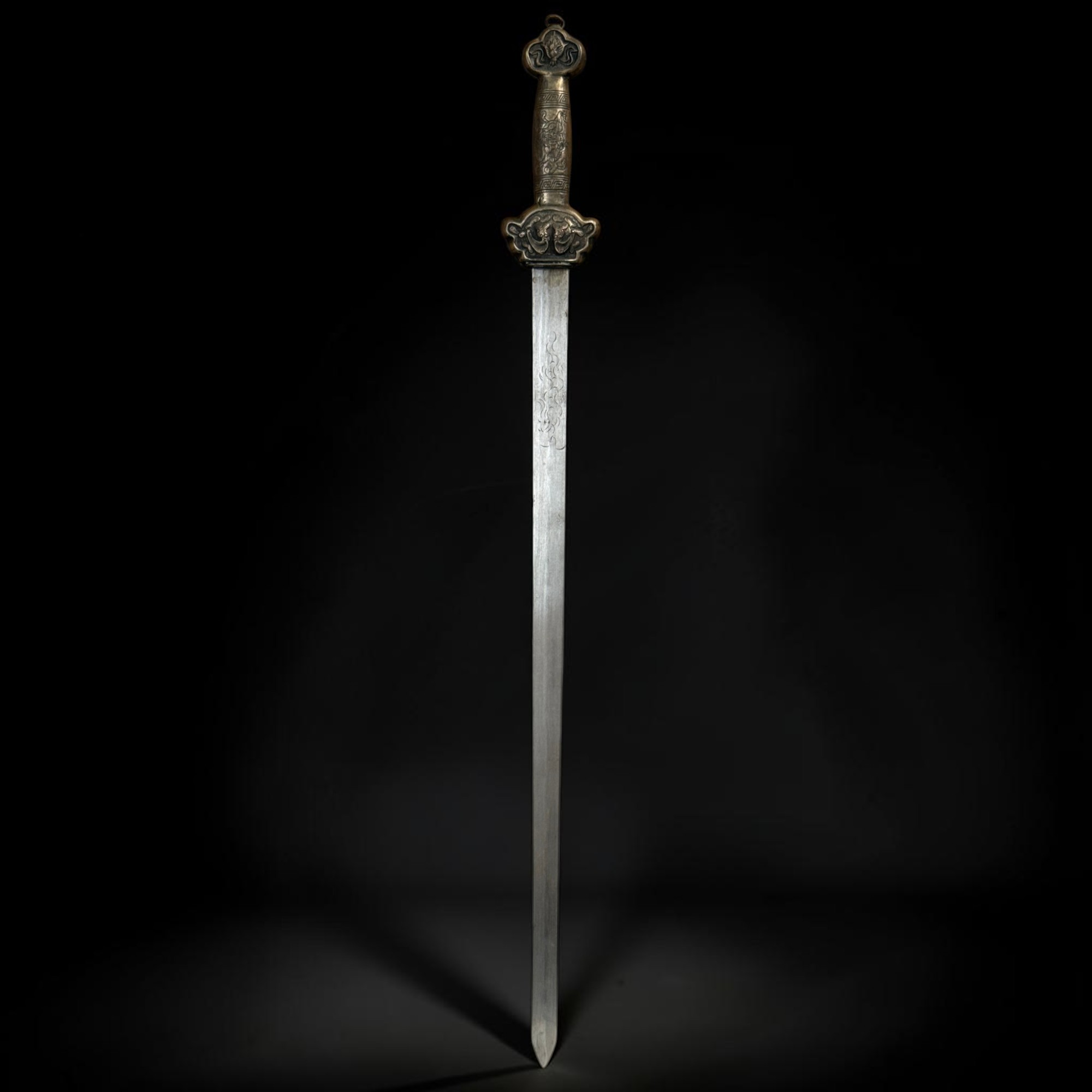 Altes chinesisches Schwert Jian aus Eisen & Metall 100cm