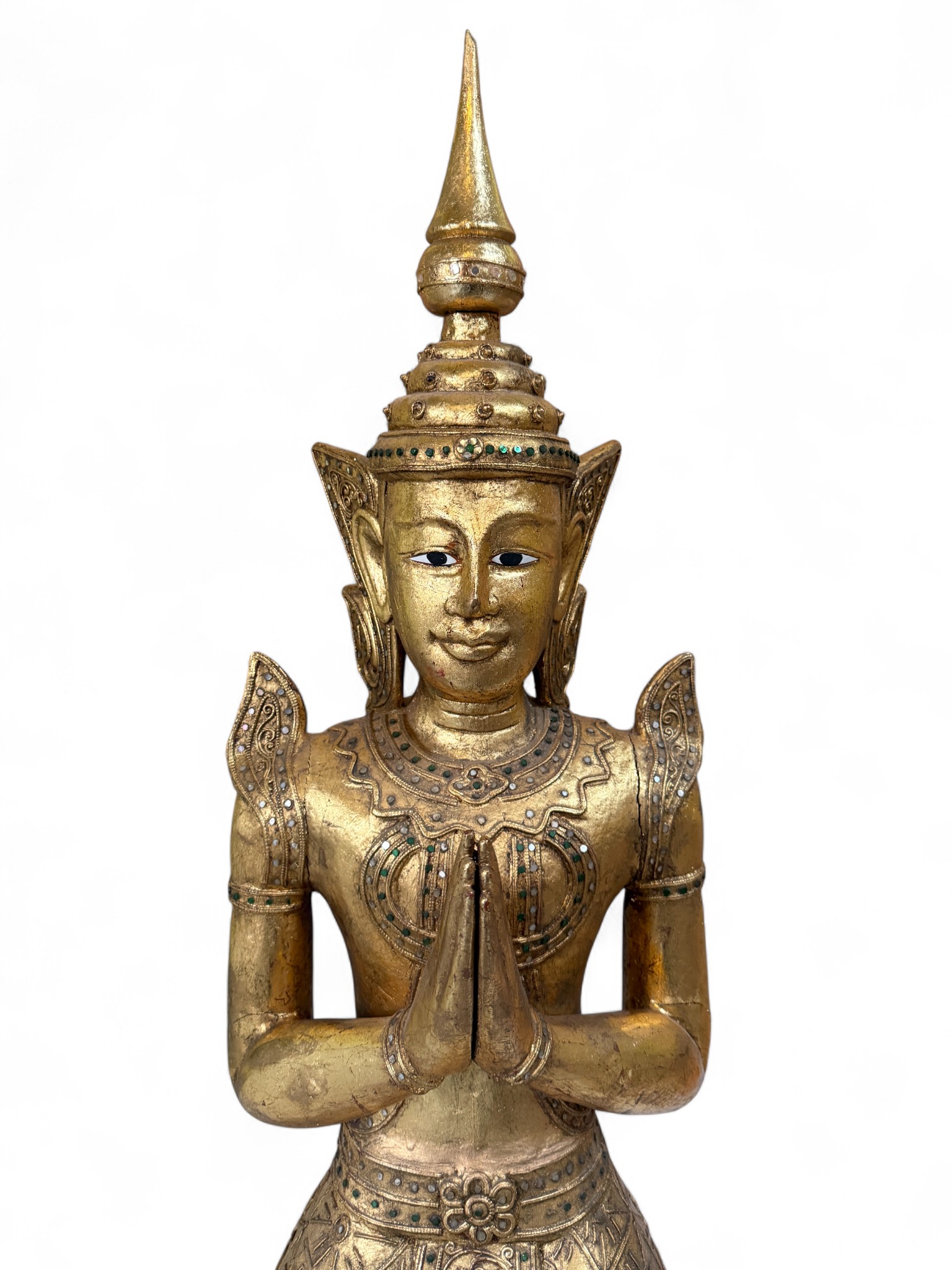 Thailändischer Tempelwächter Teppanom Holz Skulptur 94 cm