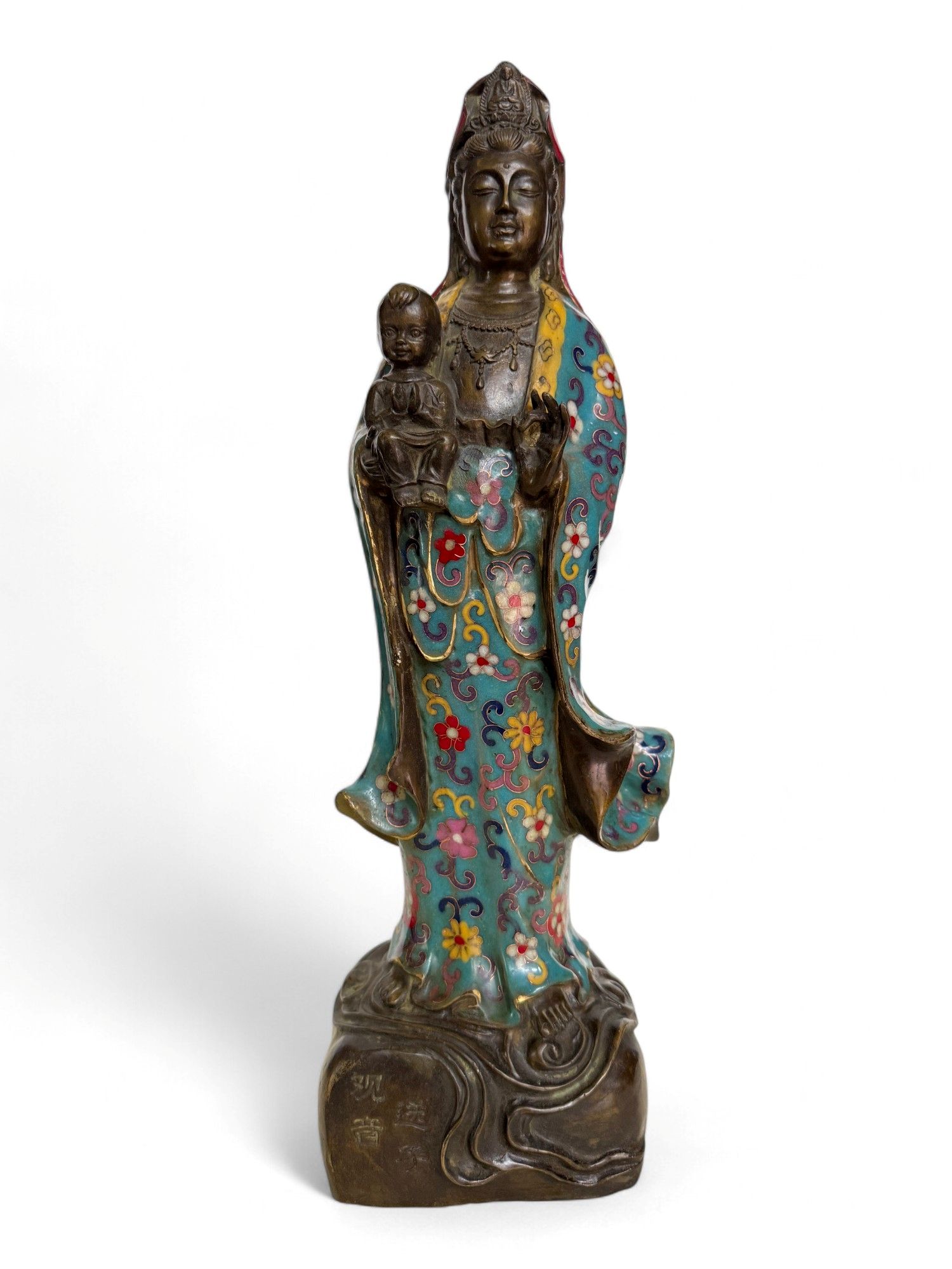 Guanyin Figur Cloisonne Bronze Bodhisattva Skulptur China Buddha