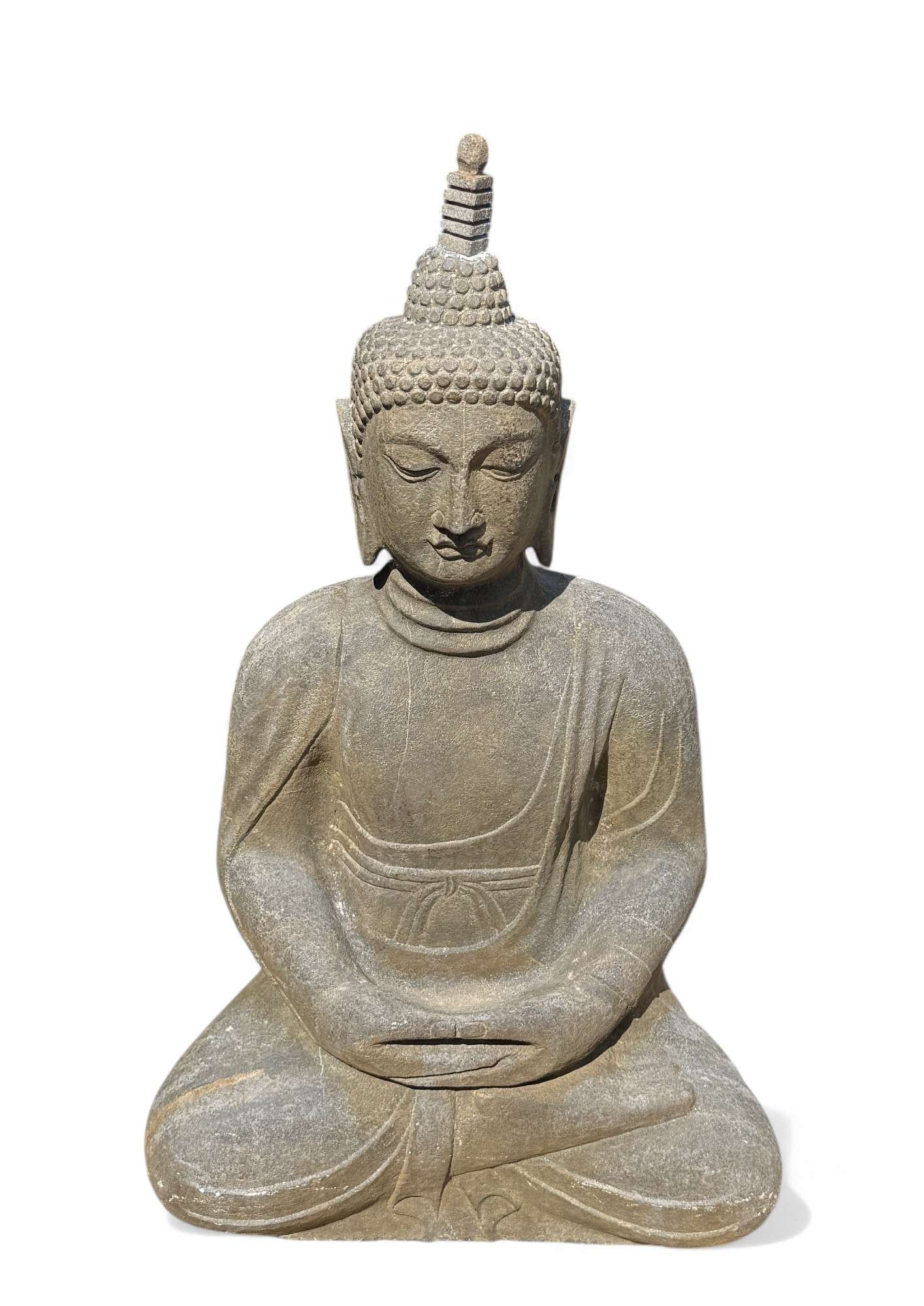 Garten Buddha Statue Naturstein Figur Meditations Geste