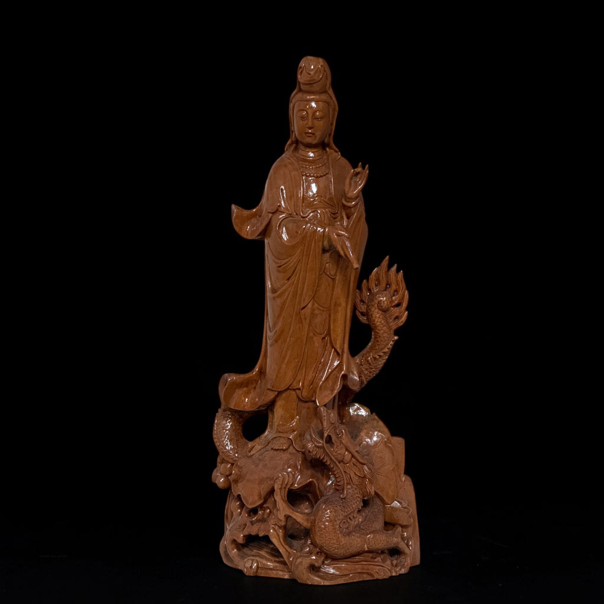 Holz Buddha Statue Guan Yin Skulptur 47 cm groß