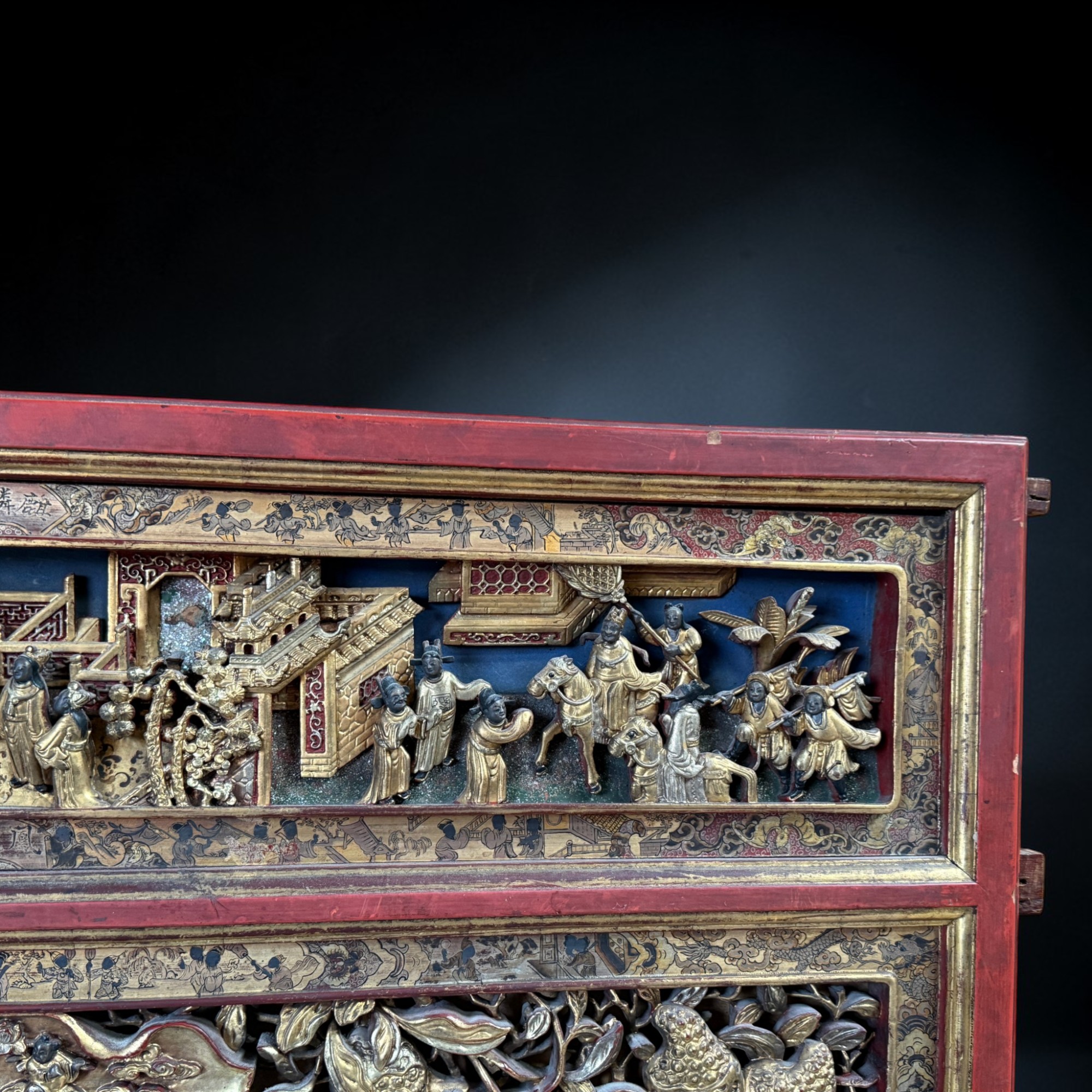 Monumentales Holz Relief - chinesische Schnitzerei aus Nachlass