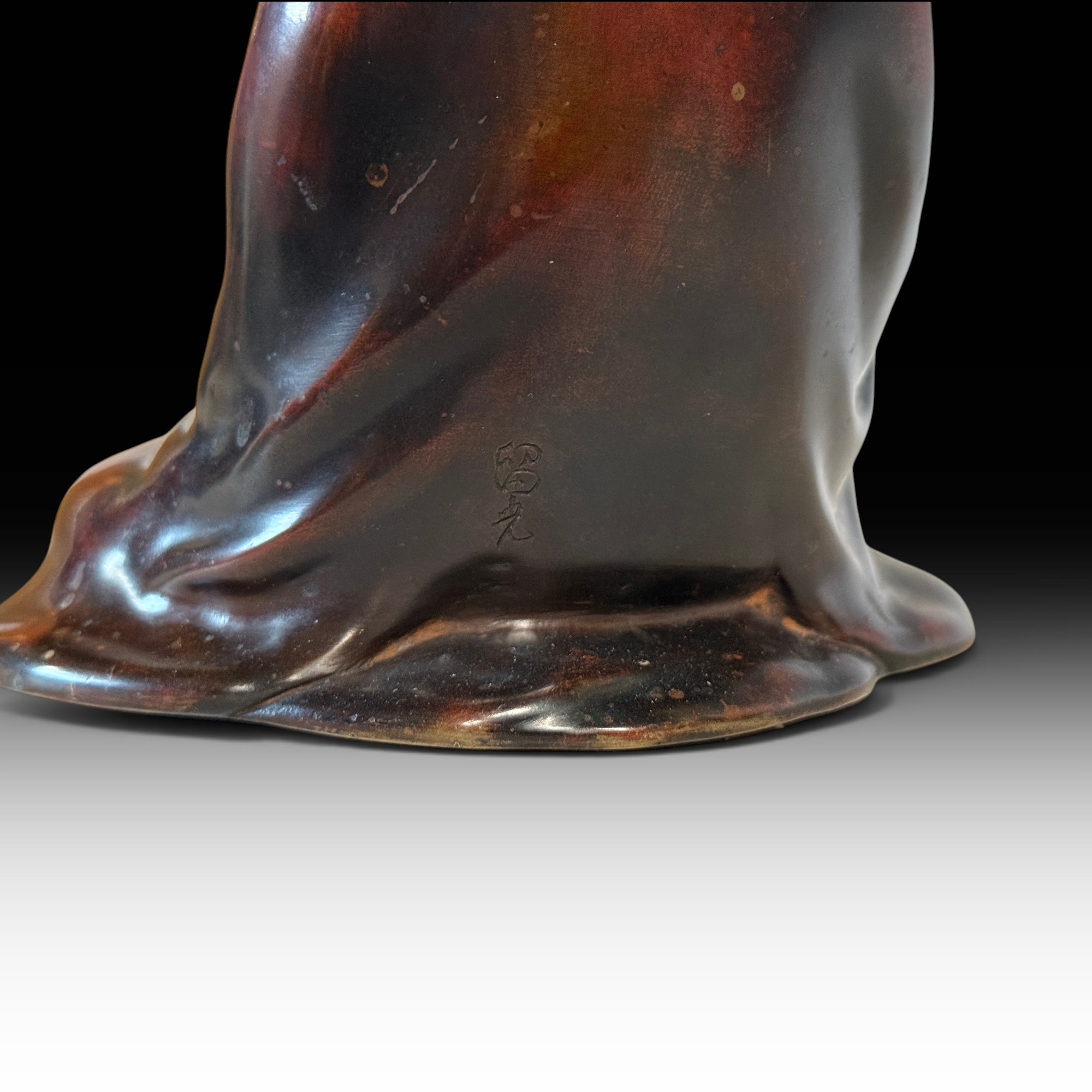 Alte Japan Kannon Bronze Figur – Signiert „Seiko“ – 19. Jhdt. – 2,9 kg – 22,5 cm