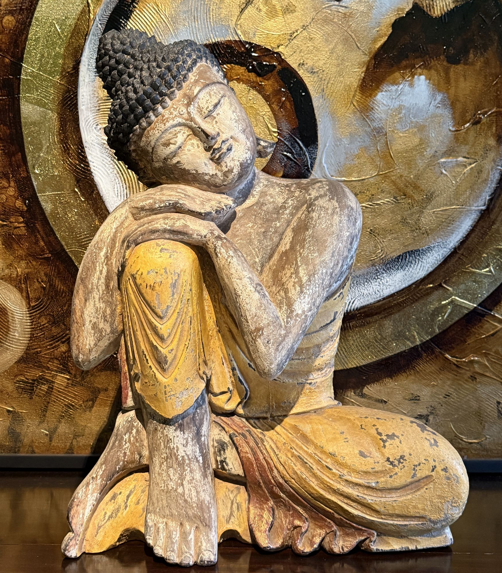 Schlafender Buddha aus Suarholz – handgeschnitzt, ruhend, Indonesien, 52 cm