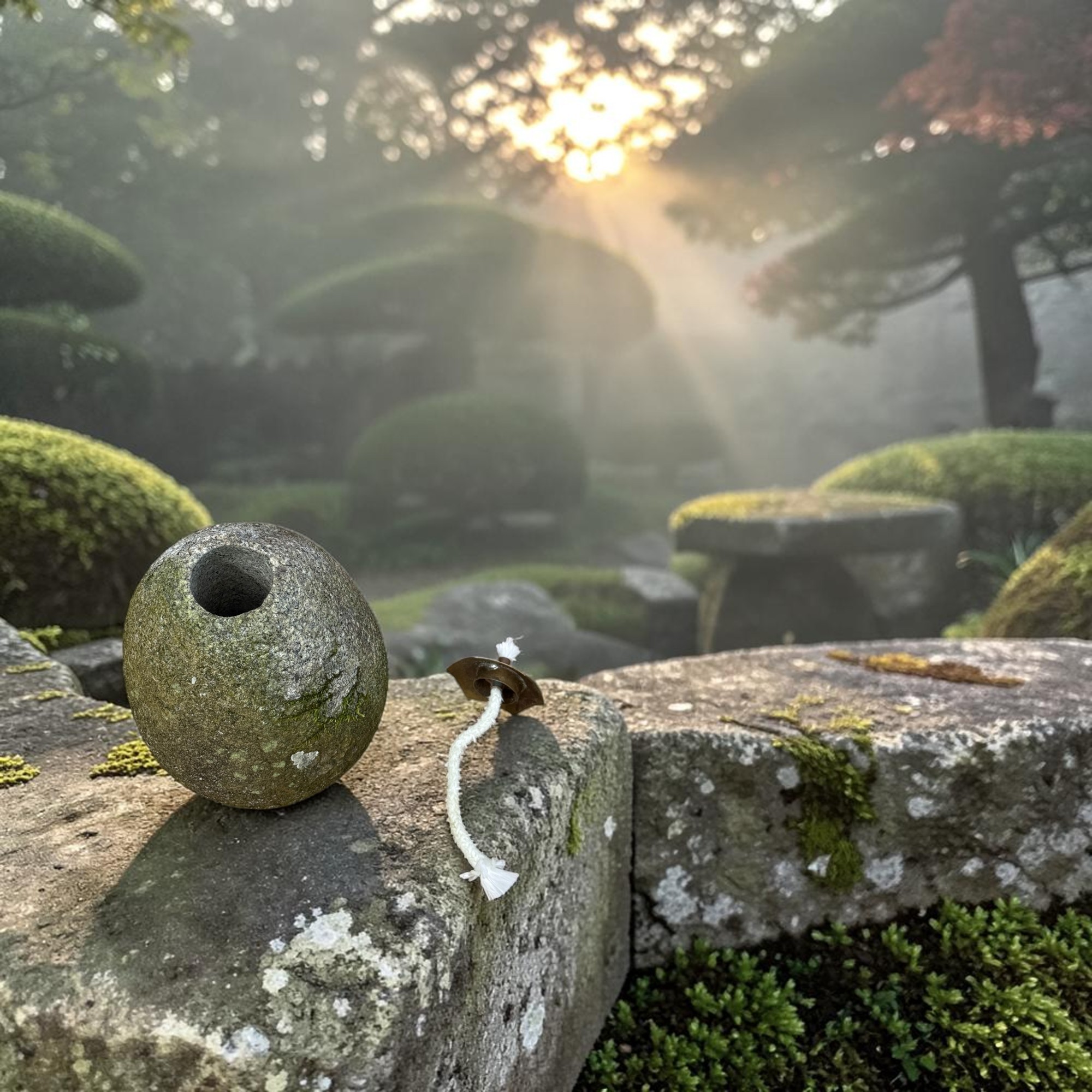 Gartenfackel aus Granit Stein – Massives Windlicht & Öllampe für Außen, wetterfest
