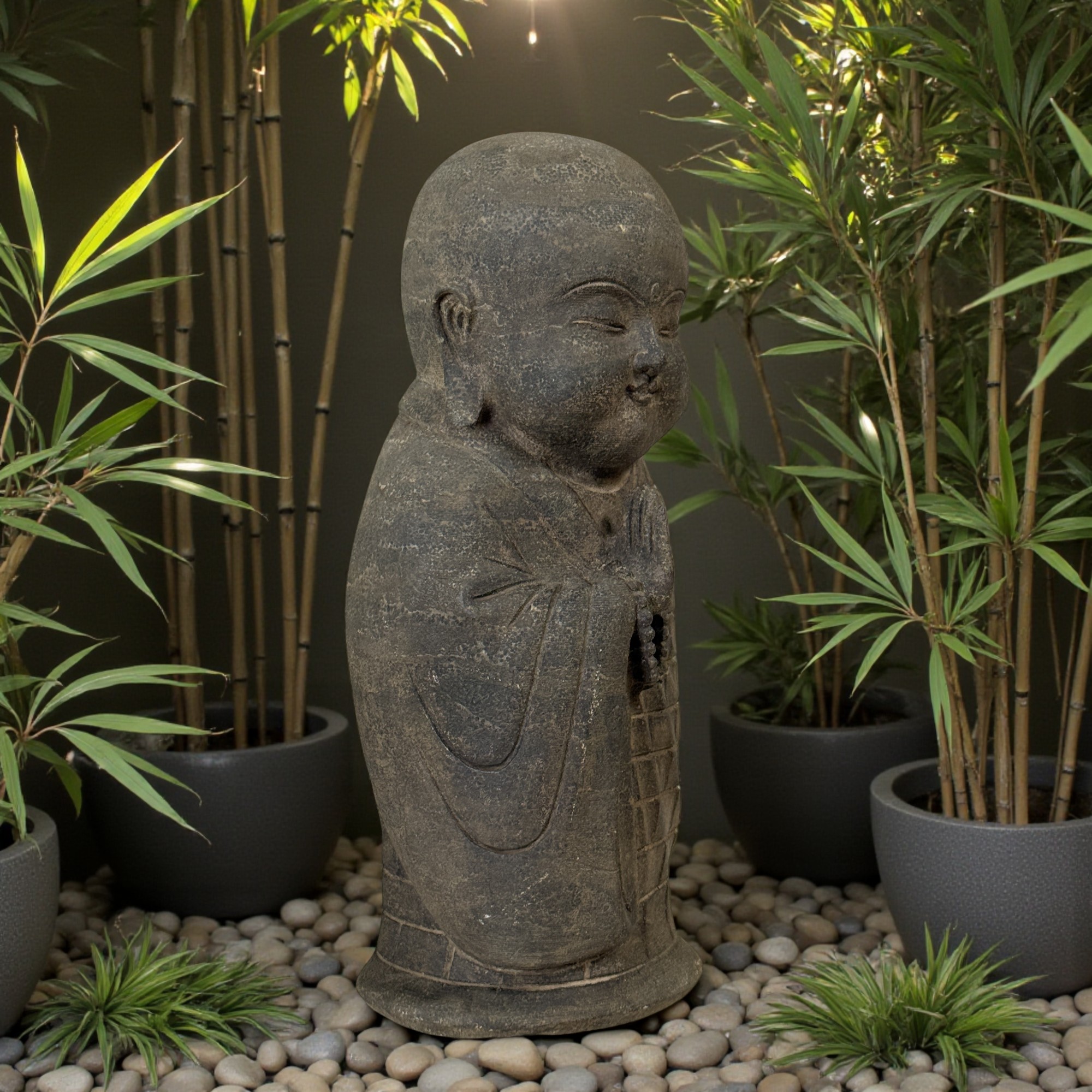 Garten Mönch Skulptur aus Naturstein - China - 40 cm groß