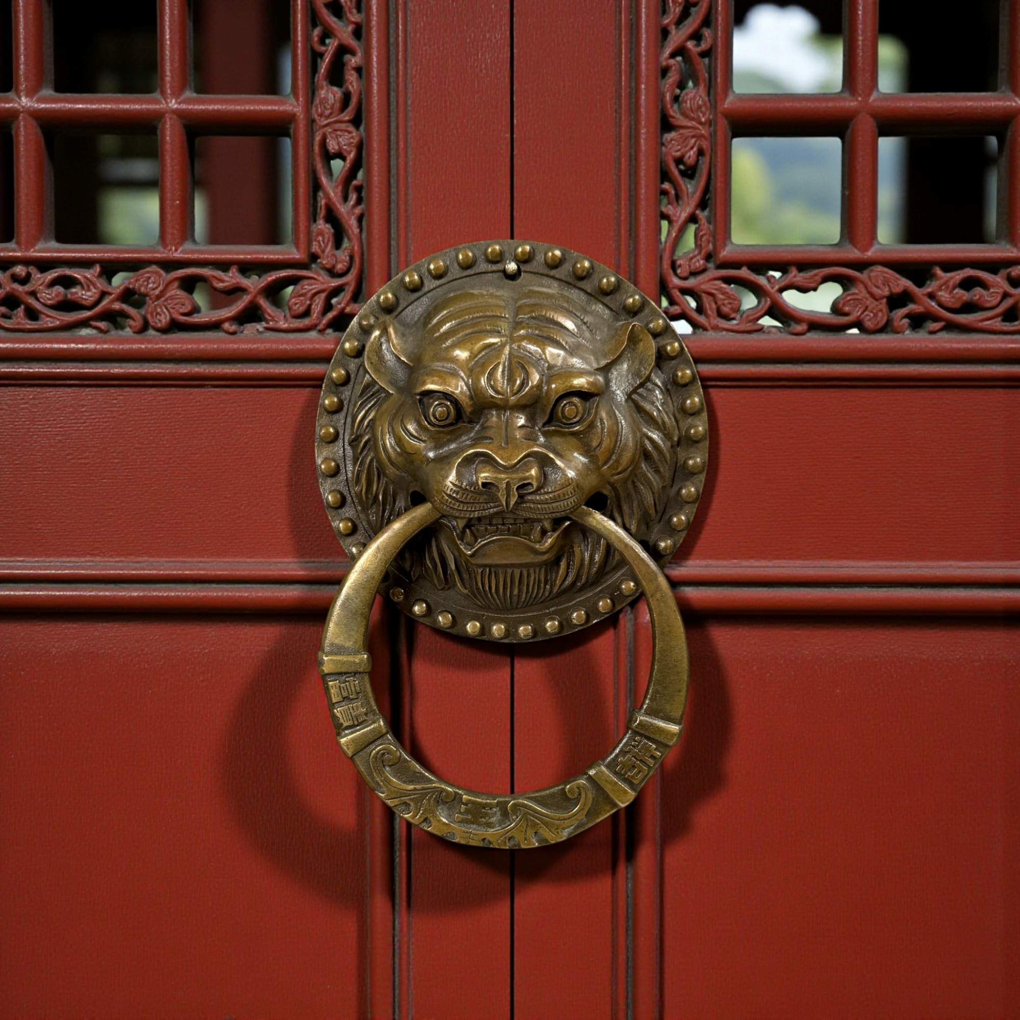 Türklopfer Bronze Skulptur mit Tiger Kopf aus China