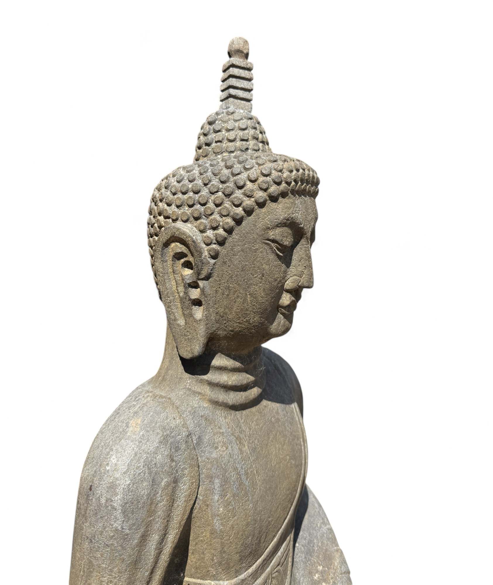 Garten Buddha Statue Naturstein Figur Meditations Geste
