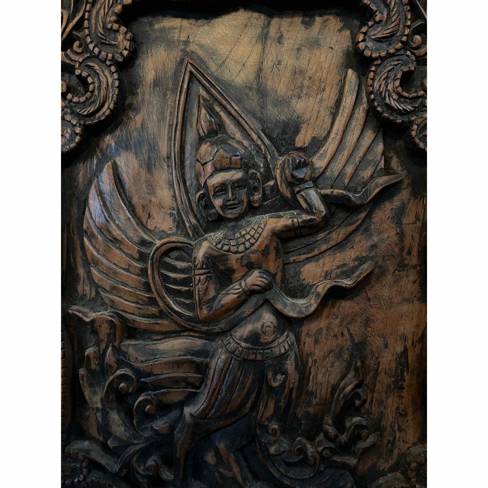 Thailand Tempelwächter Holz Wandbild