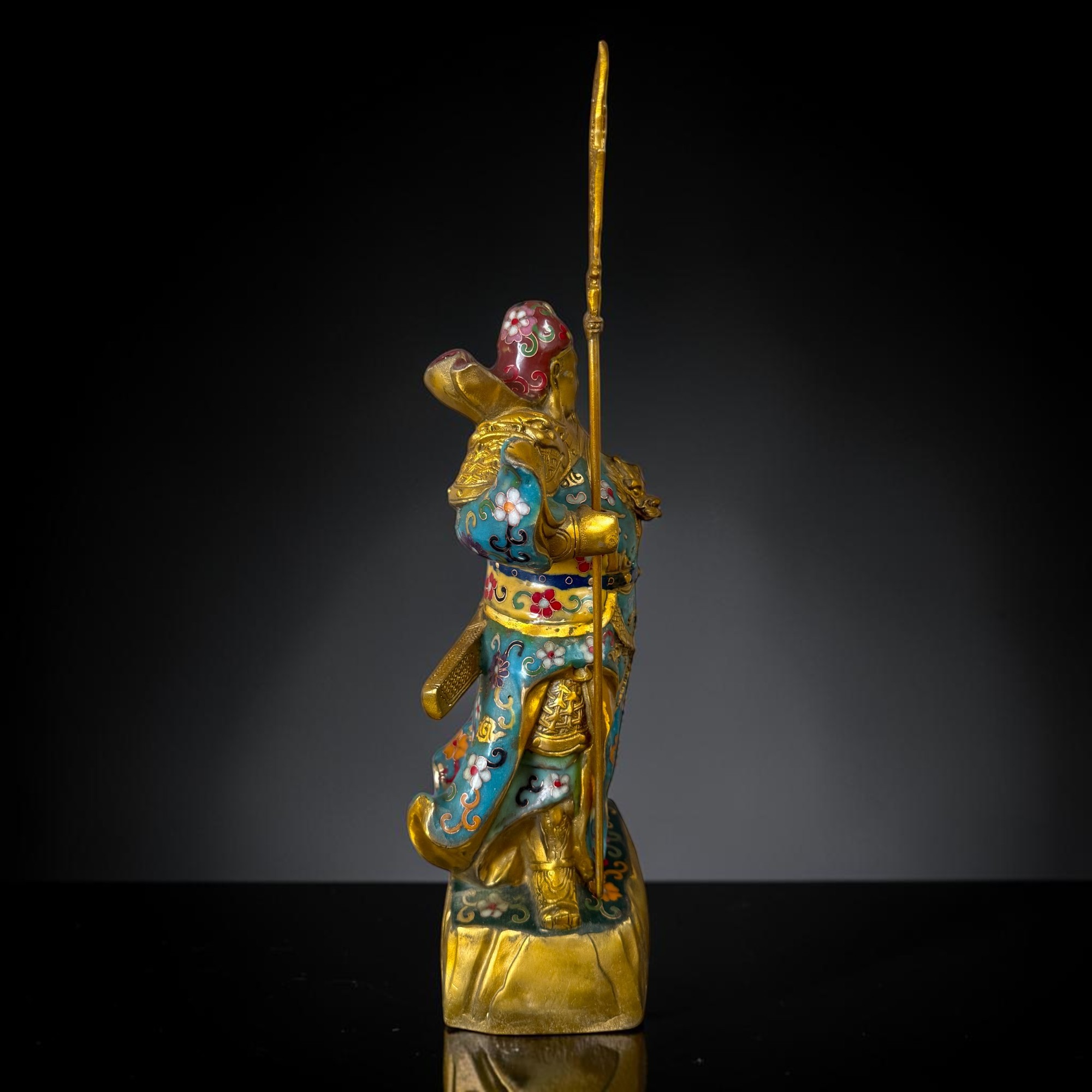 General Guan Yu China Bronze Krieger Figur Cloisonne Skulptur