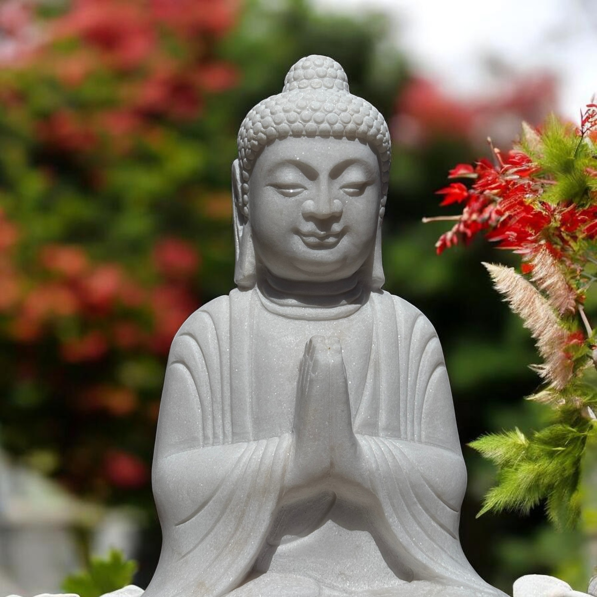Garten Buddha Statue Marmor Stein Anjali Mudra