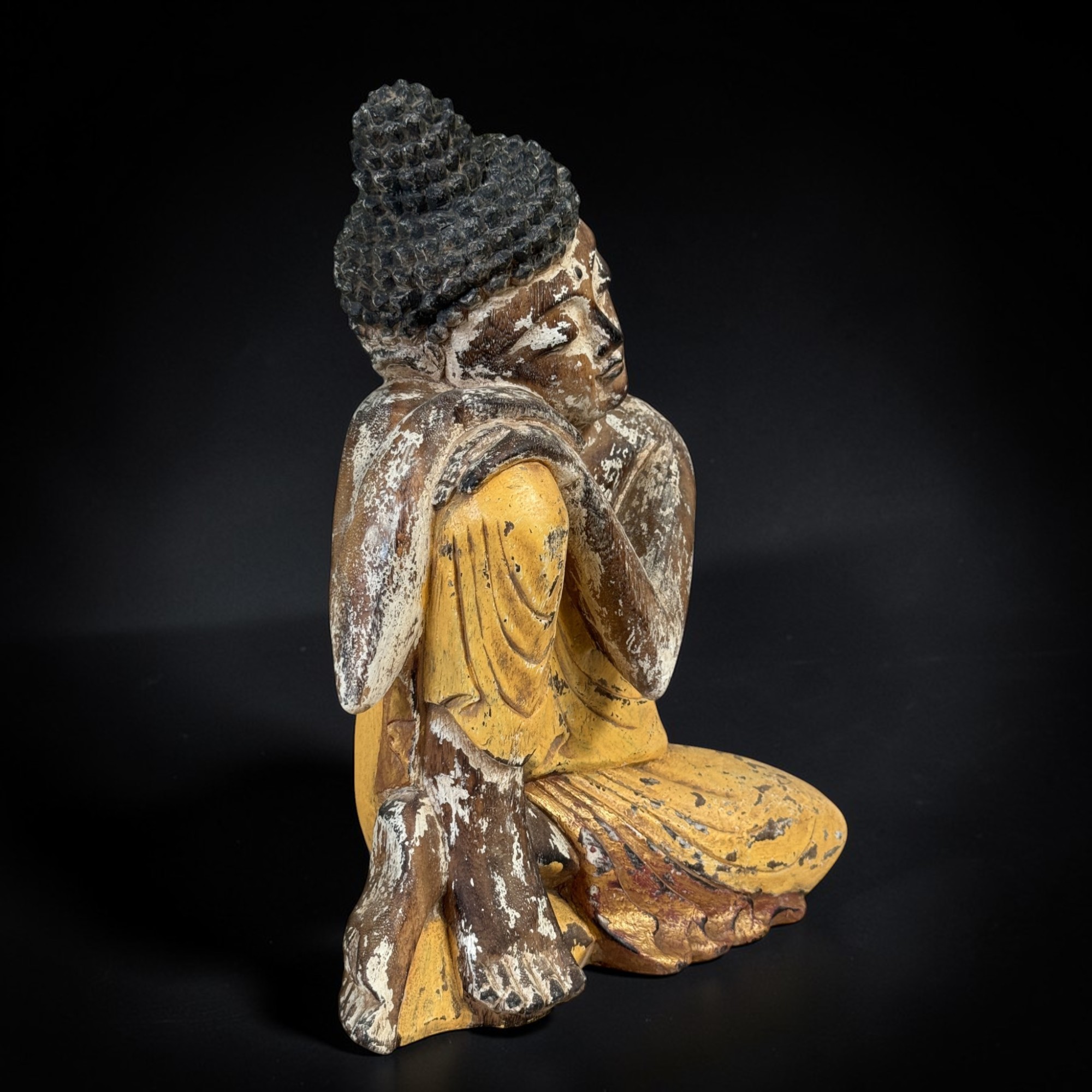 Ruhende Holz Buddha Figur - Relax - 40 cm groß