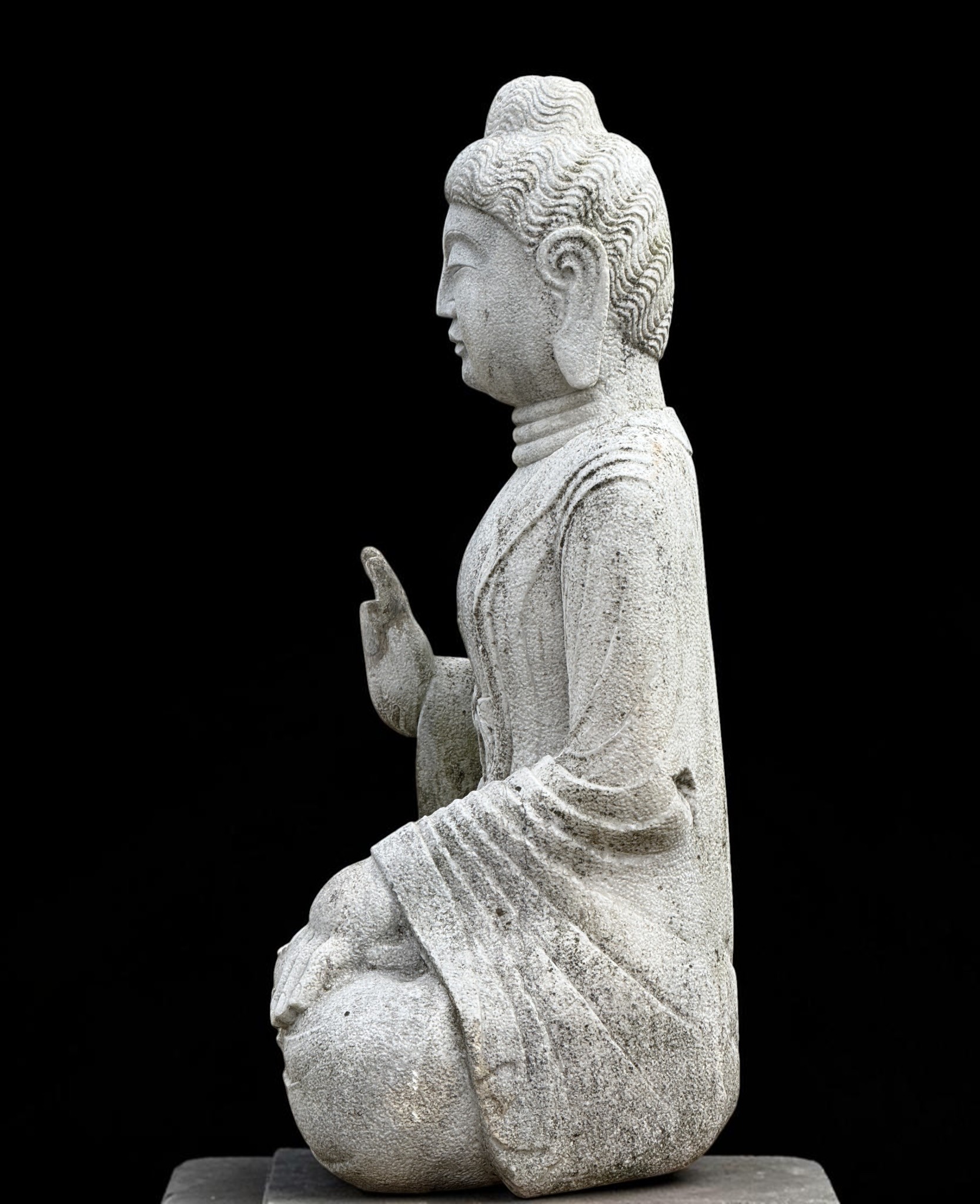 Große Garten Buddha Statue Marmorstein Schutzgeste 113cm Tibet-China