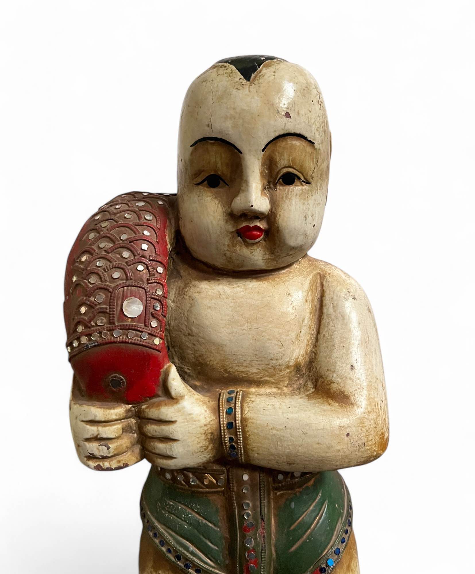 Shaolin Mönch Holz Figur China 50 cm groß