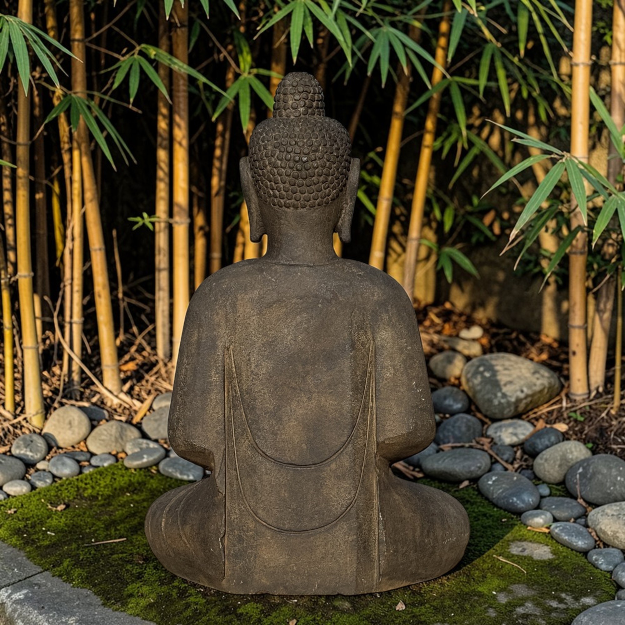 Garten Buddha Statue Naturstein Figur Meditations Geste