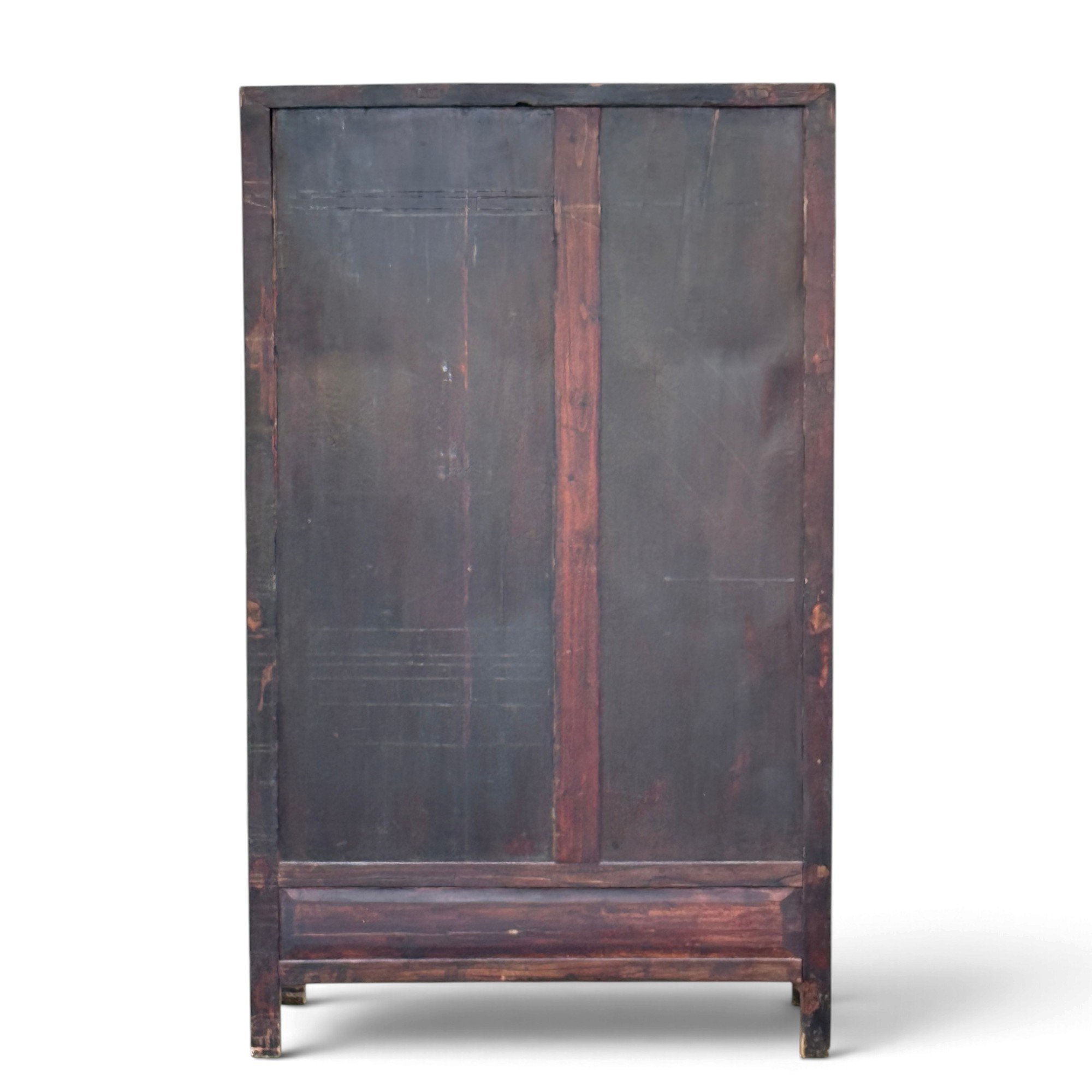 Alter chinesischer Apothekerschrank aus Ulmenholz, polychrom gefasst, 170 cm