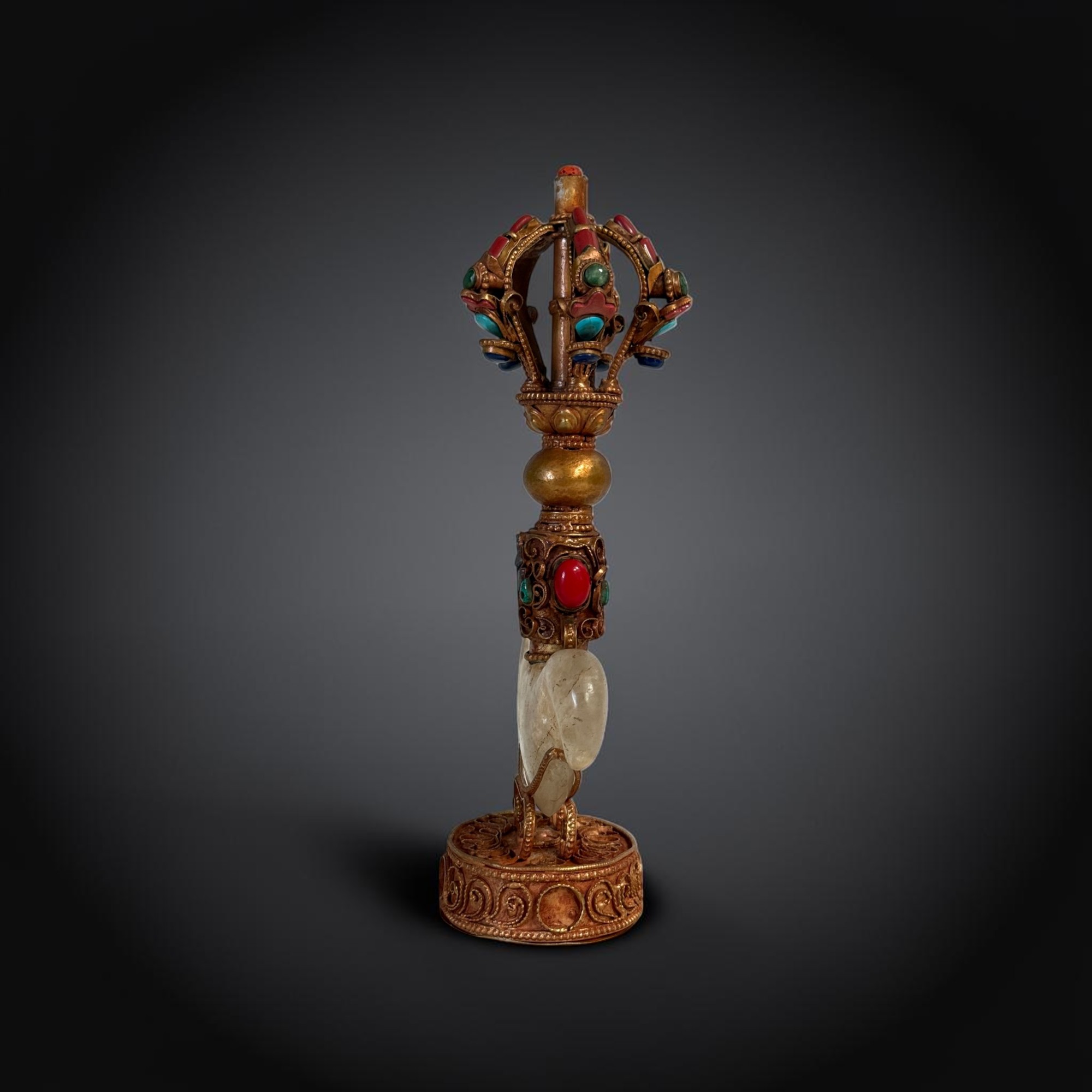 Tibetische Kartika mit Bergkristall Klinge und Vajra Griff 25,5cm