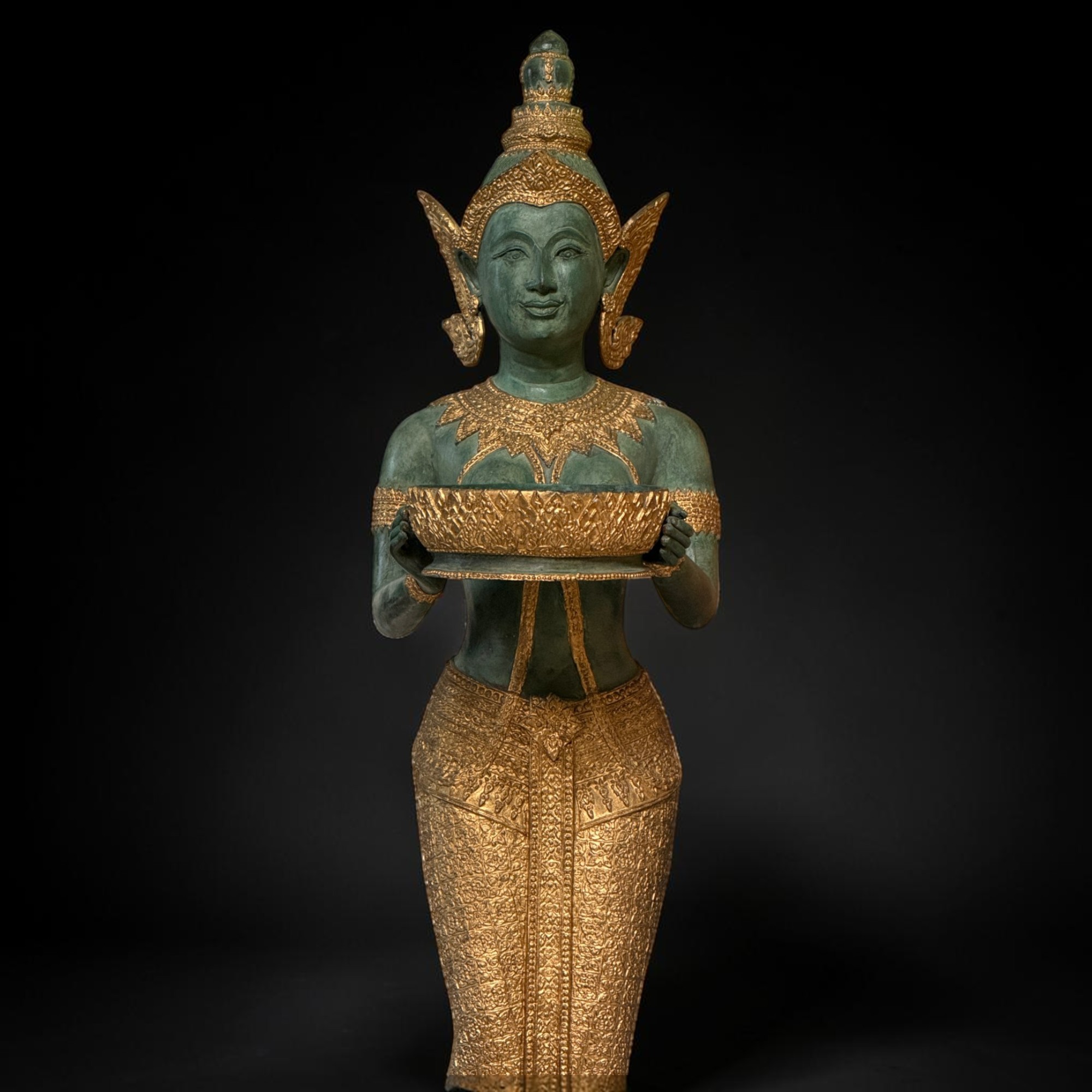 Thailändischer Tempeldiener Statue aus Bronze - 115 cm groß