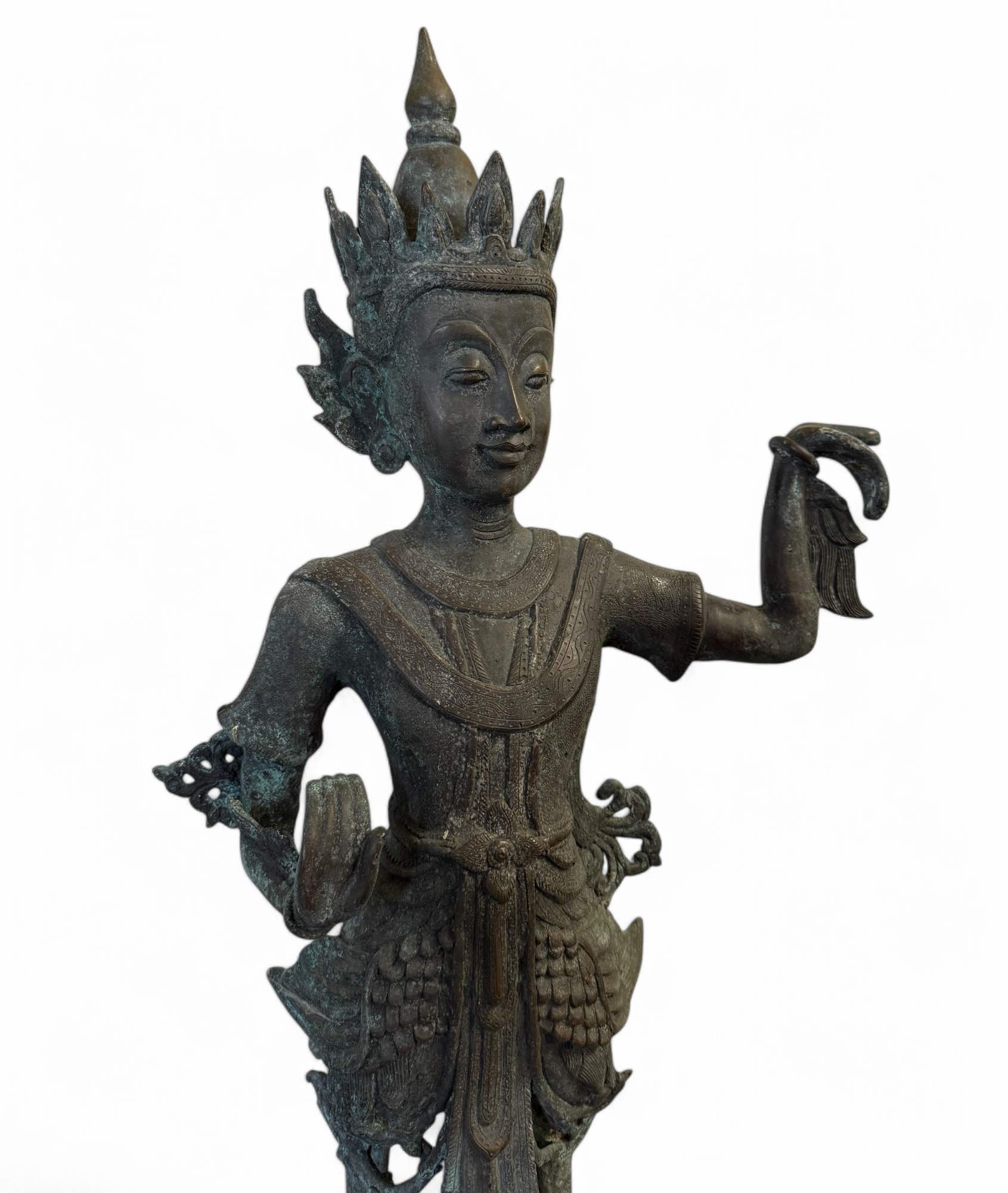 Kinnara Bronze Skulptur Burma Figur 77 cm groß