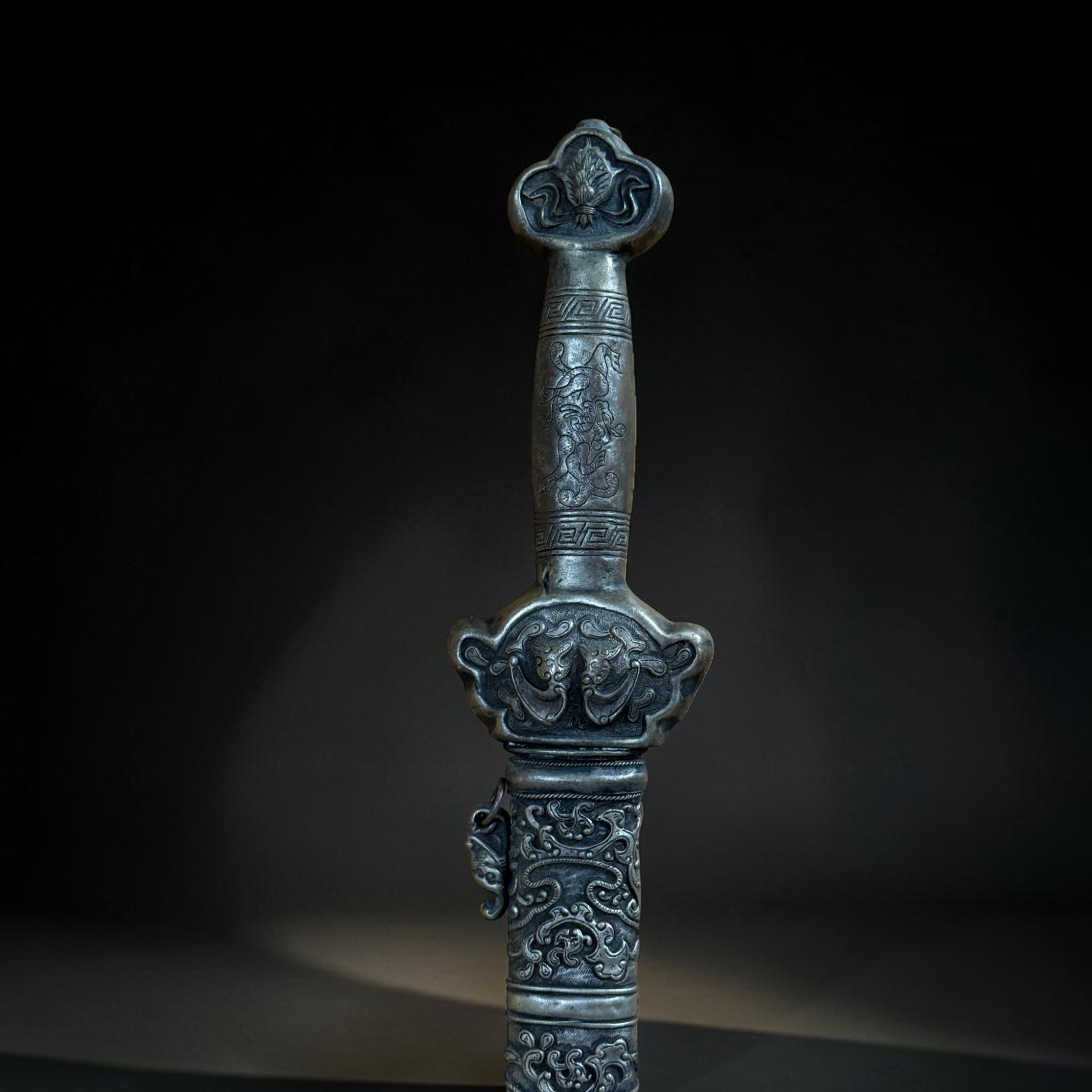 Altes chinesisches Schwert Jian aus Eisen & Metall 100cm