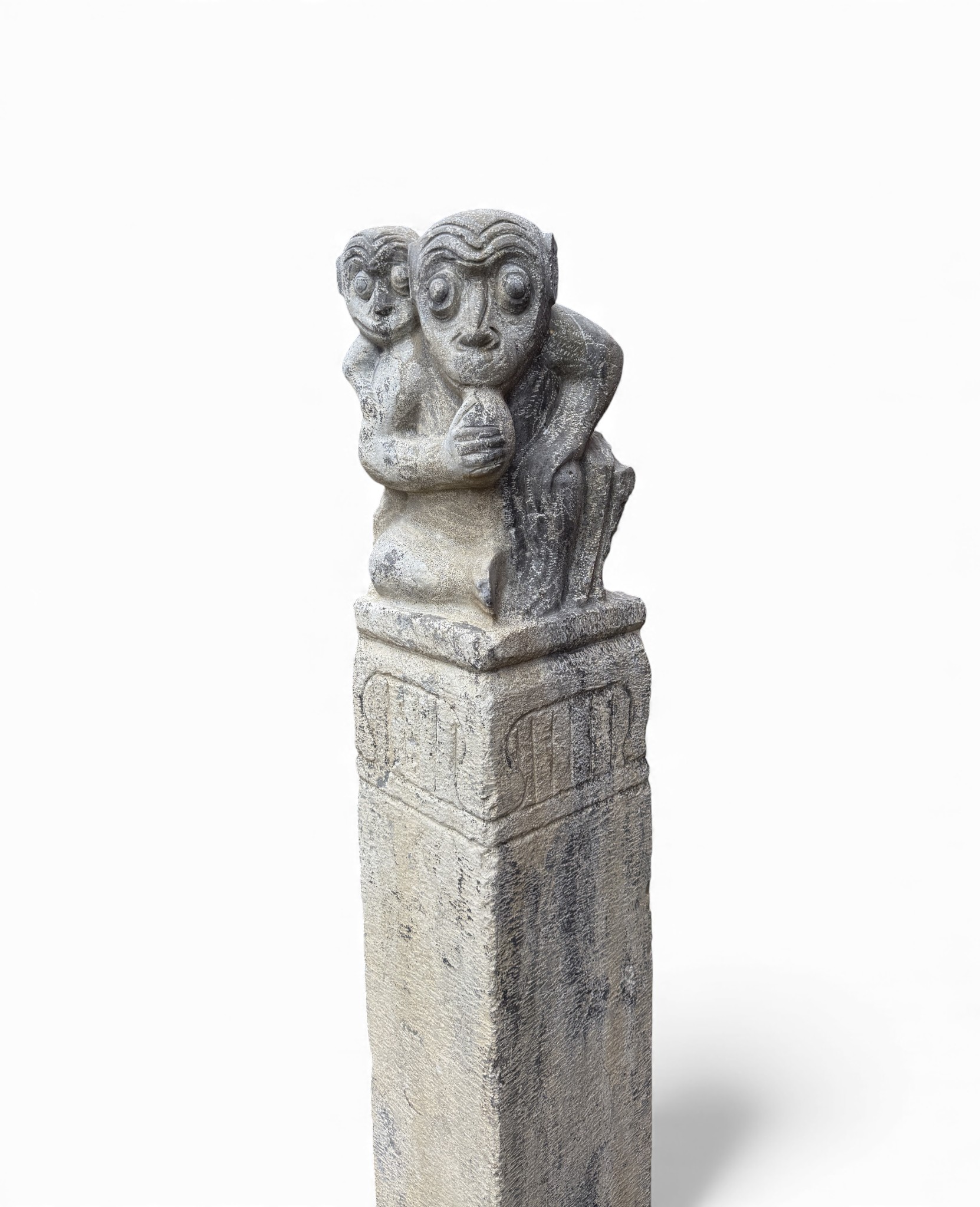 Gartenstele Stein Affen  - 150 cm groß