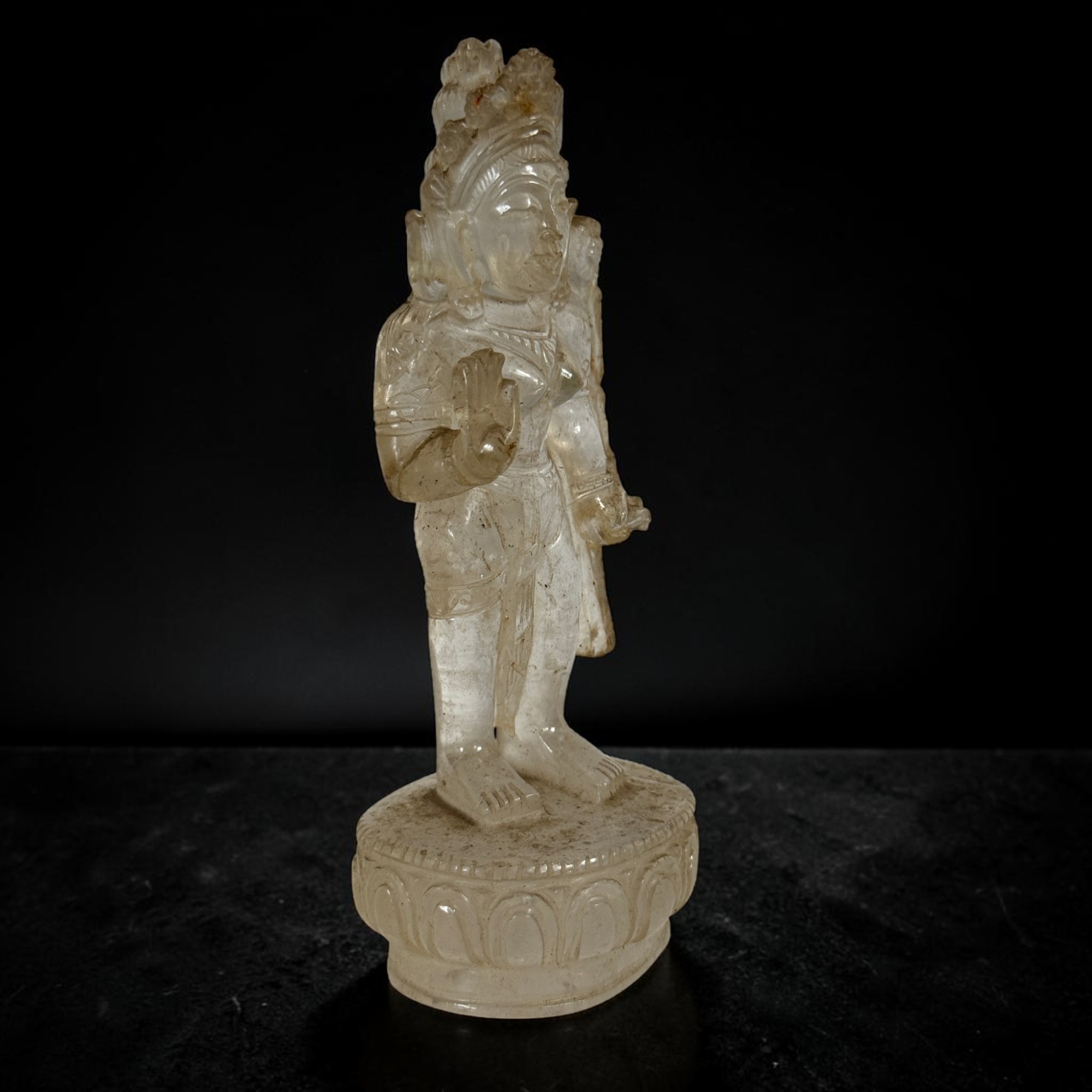 Tara Statue aus echtem Bergkristall handgeschnitzt Nepal 17,5 cm