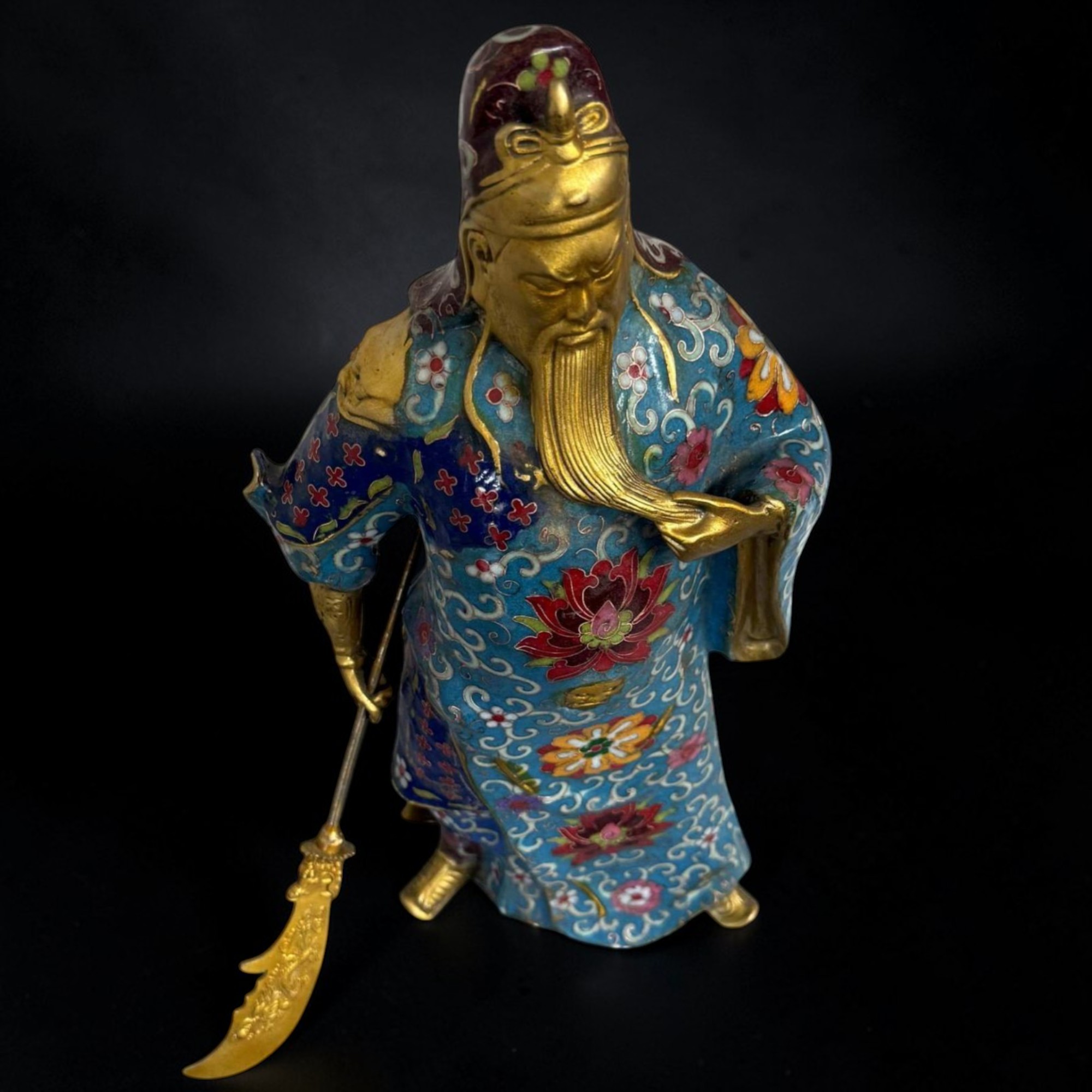 General Guan Yu China Bronze Krieger Figur Cloisonne Skulptur