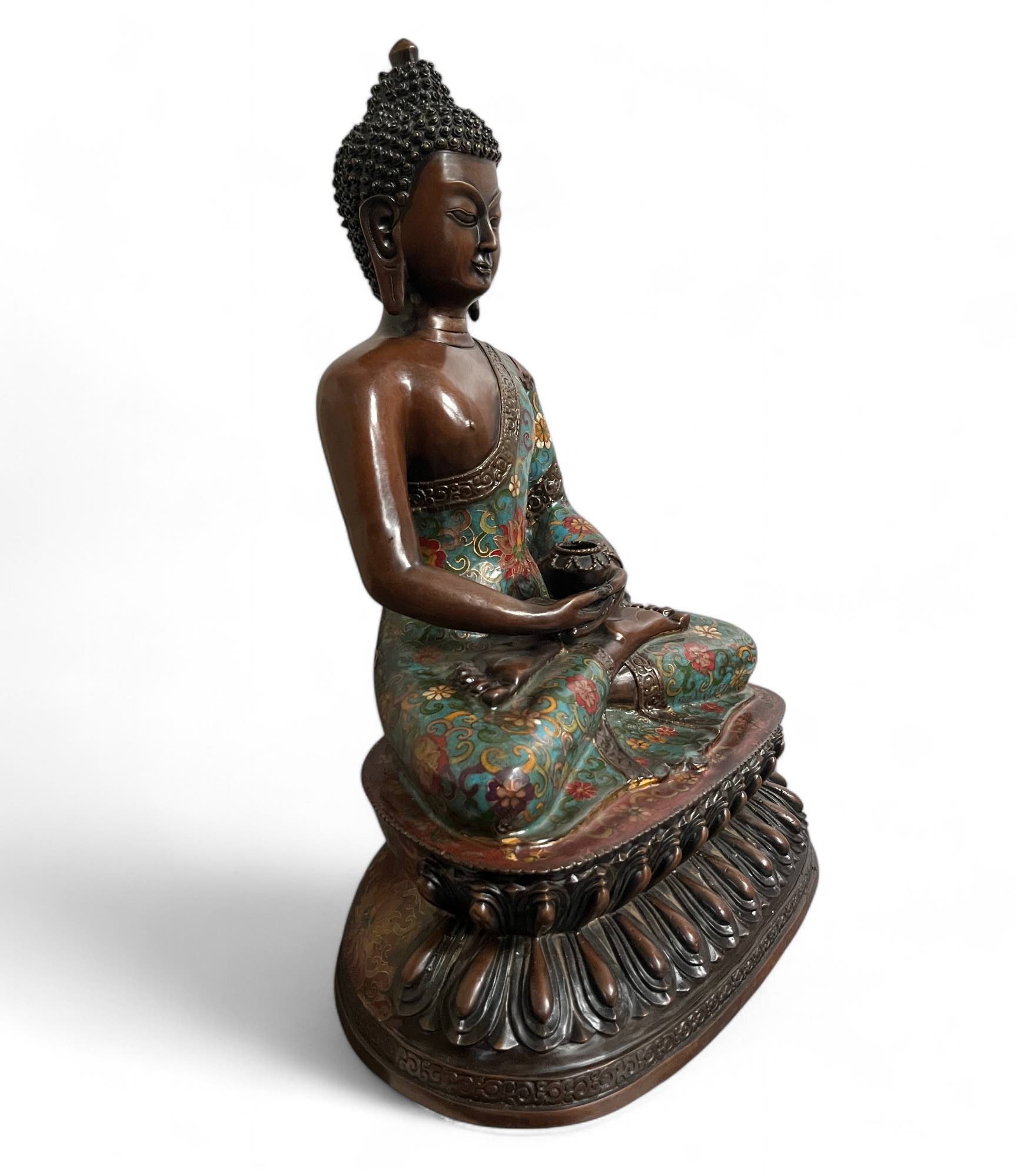Buddha Figur Bronze China Cloisonne Skulptur 44cm groß