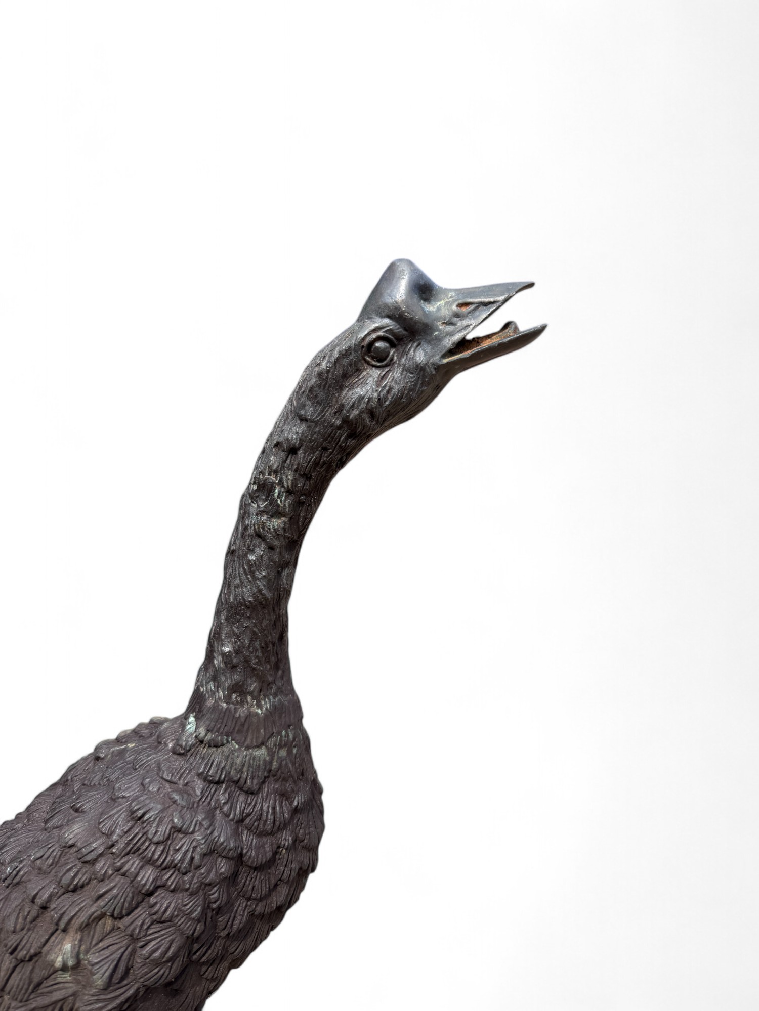 Bronze Gans Figur – Asiatische Garten Skulptur ca. 50 Jahre alt